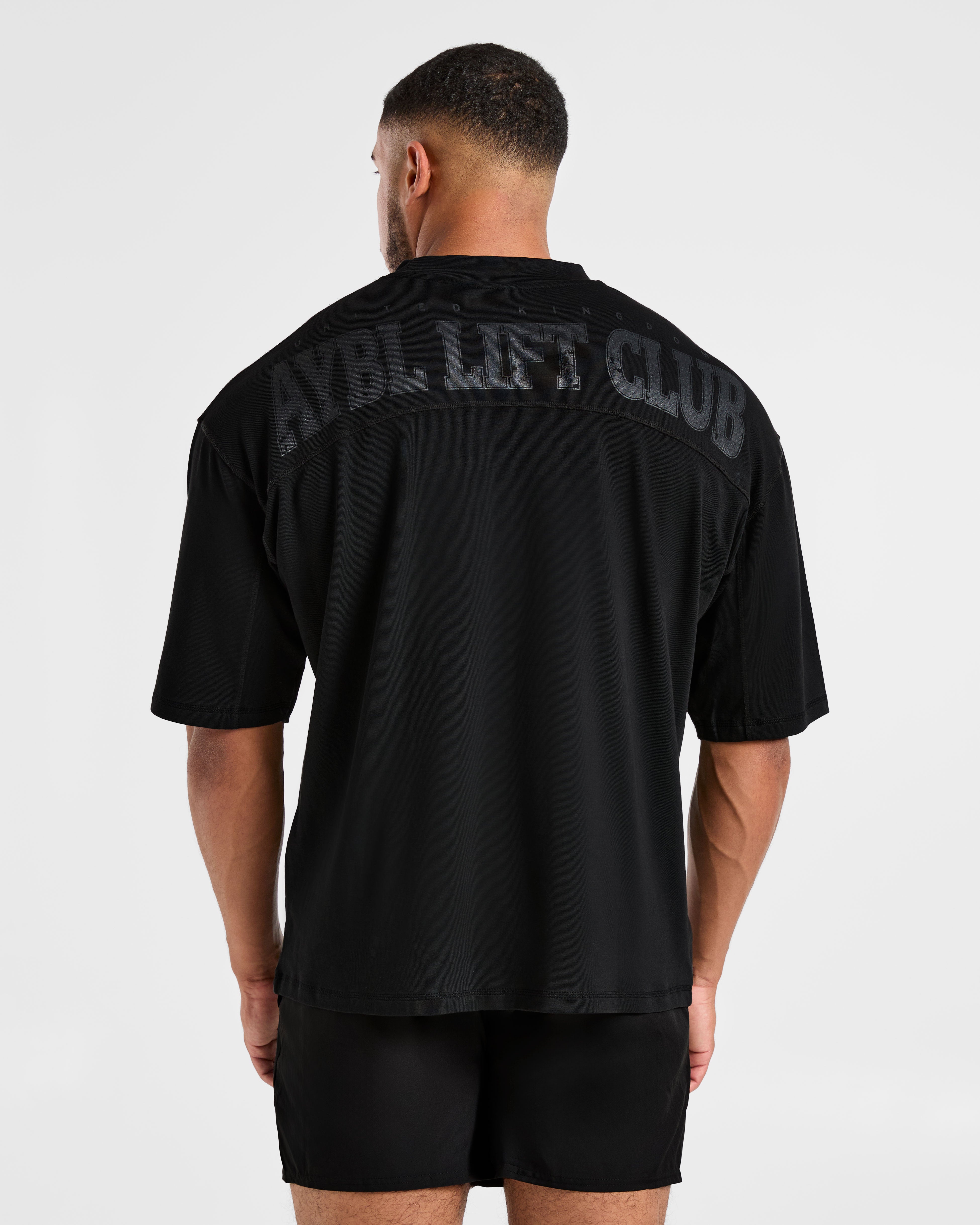 Lift Club Distressed Oversized T Shirt - Black/Charcoal