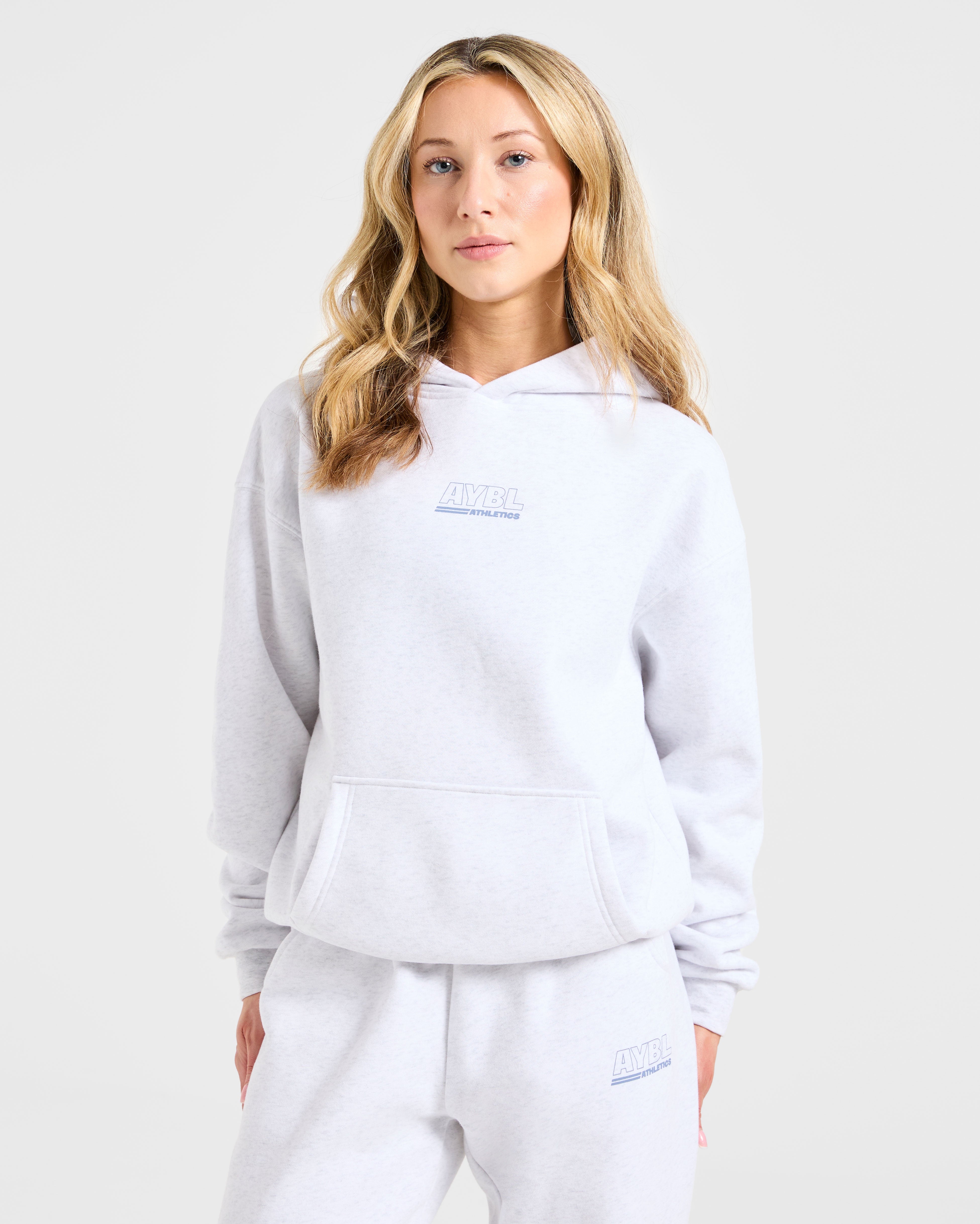 JD Athletics Track Oversized Hoodie - Heather Grey/Slate Blue (Copy)
