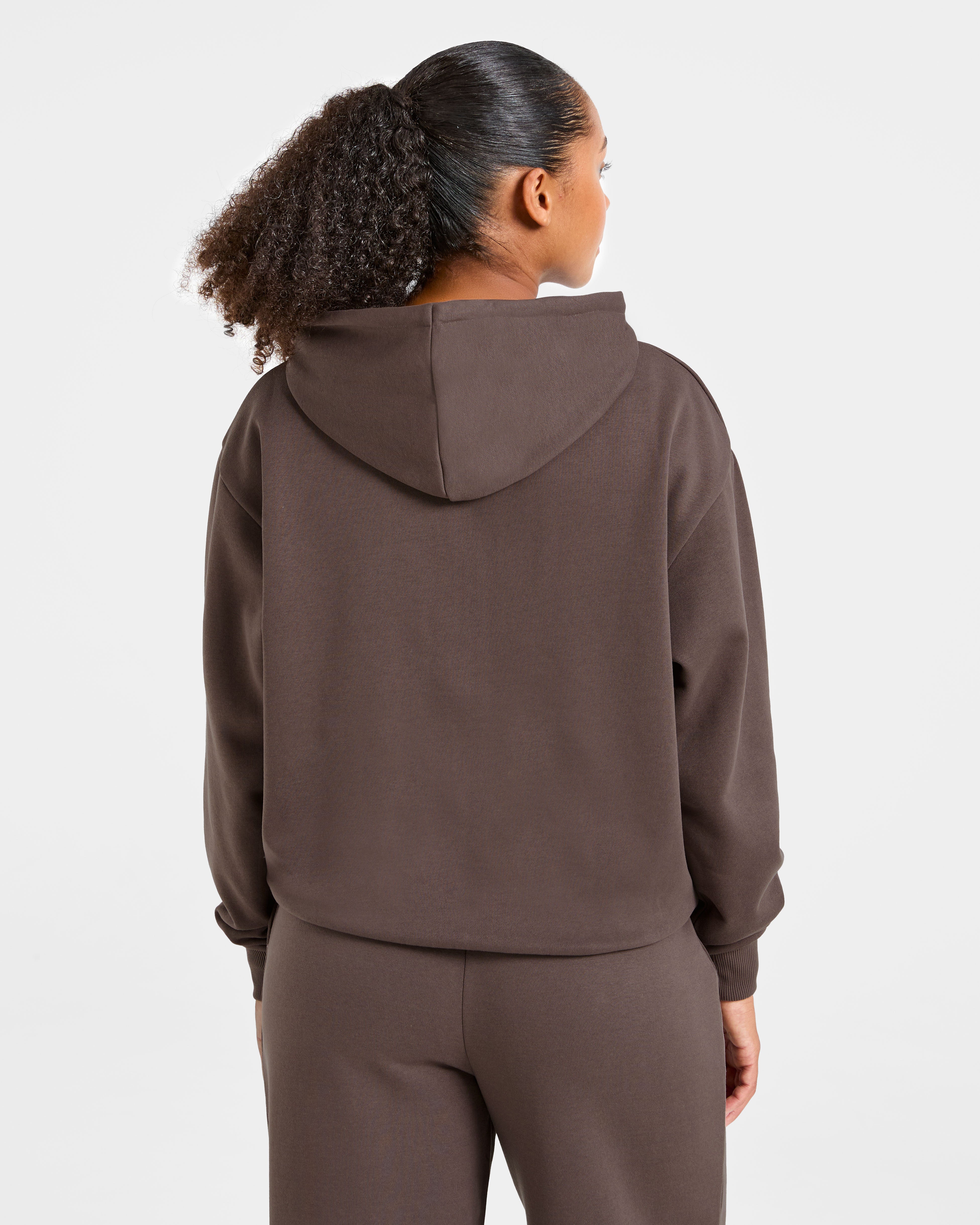 Lifestyle Oversized Zip Up Hoodie - Umber Brown