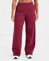 Classic Plush Oversized Straight Leg Joggers - Muted Raspberry