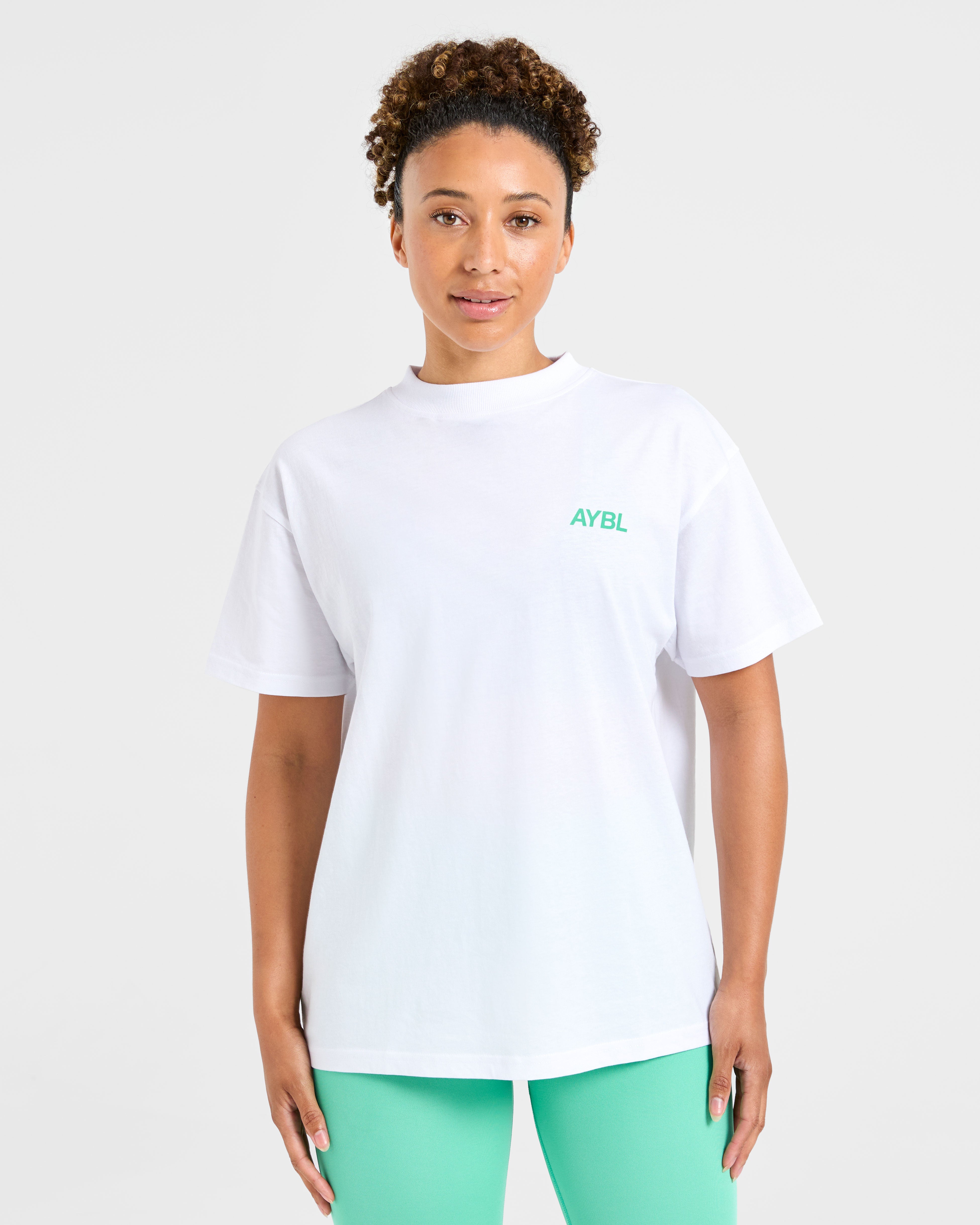 AYBL Sports Club Oversized T Shirt - White/Racing Green