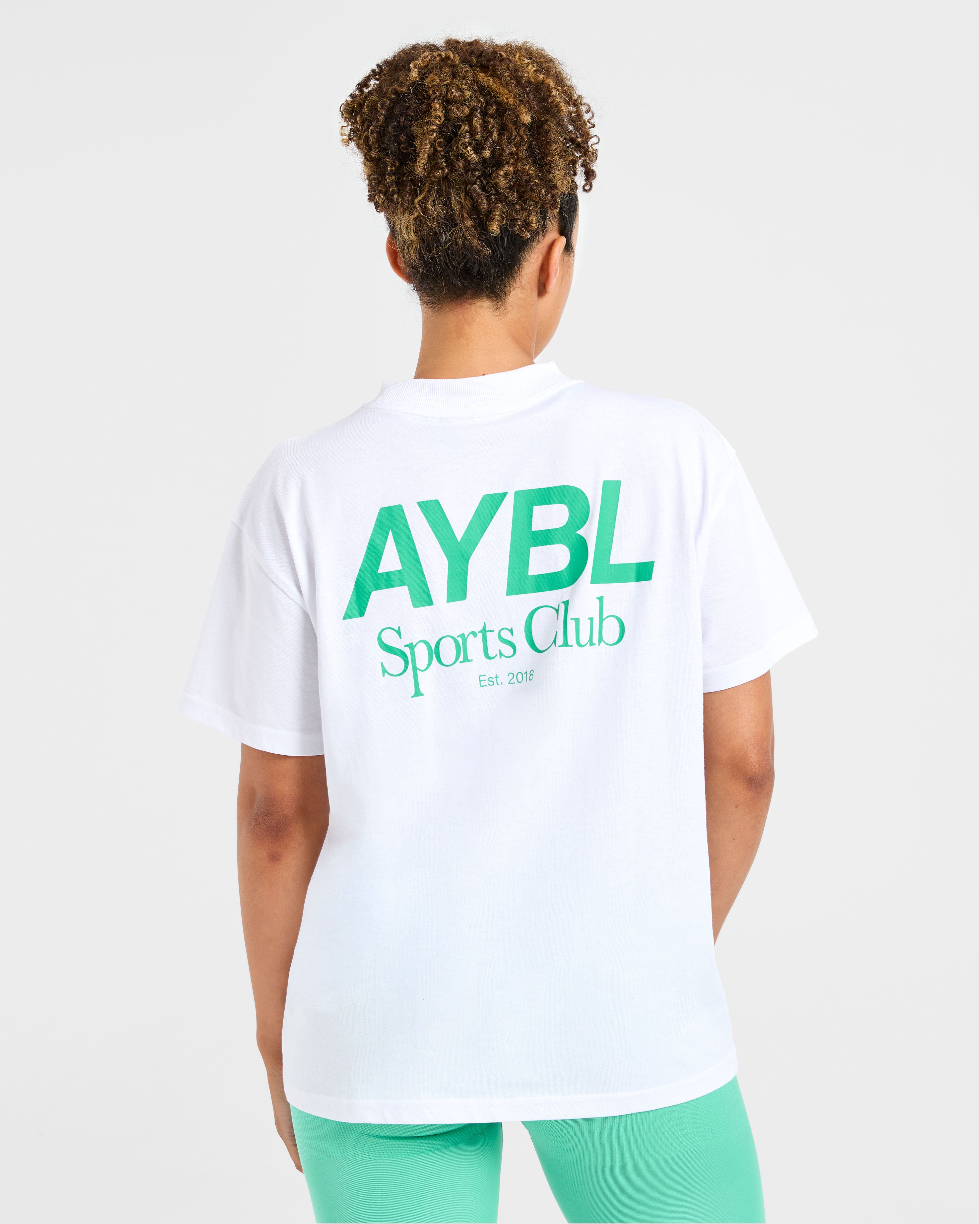 AYBL Sports Club Oversized T Shirt - White/Racing Green