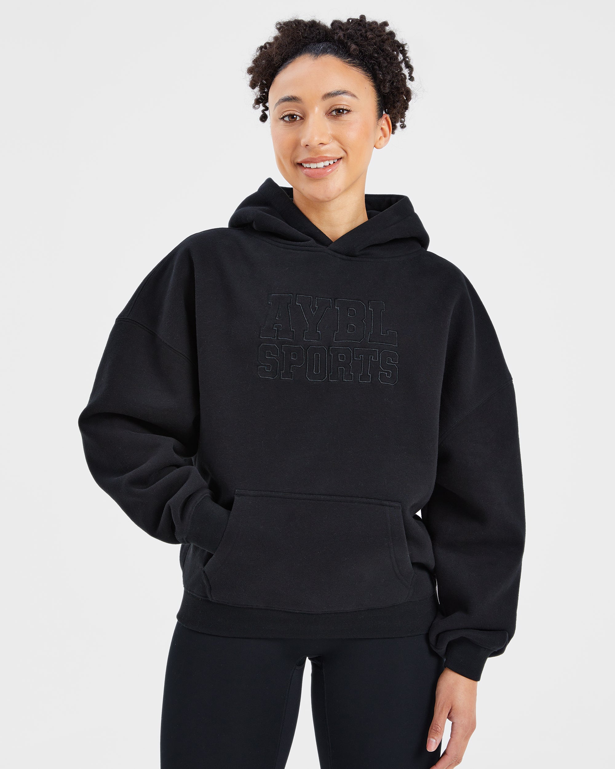Sport Outline Oversized Hoodie - Black