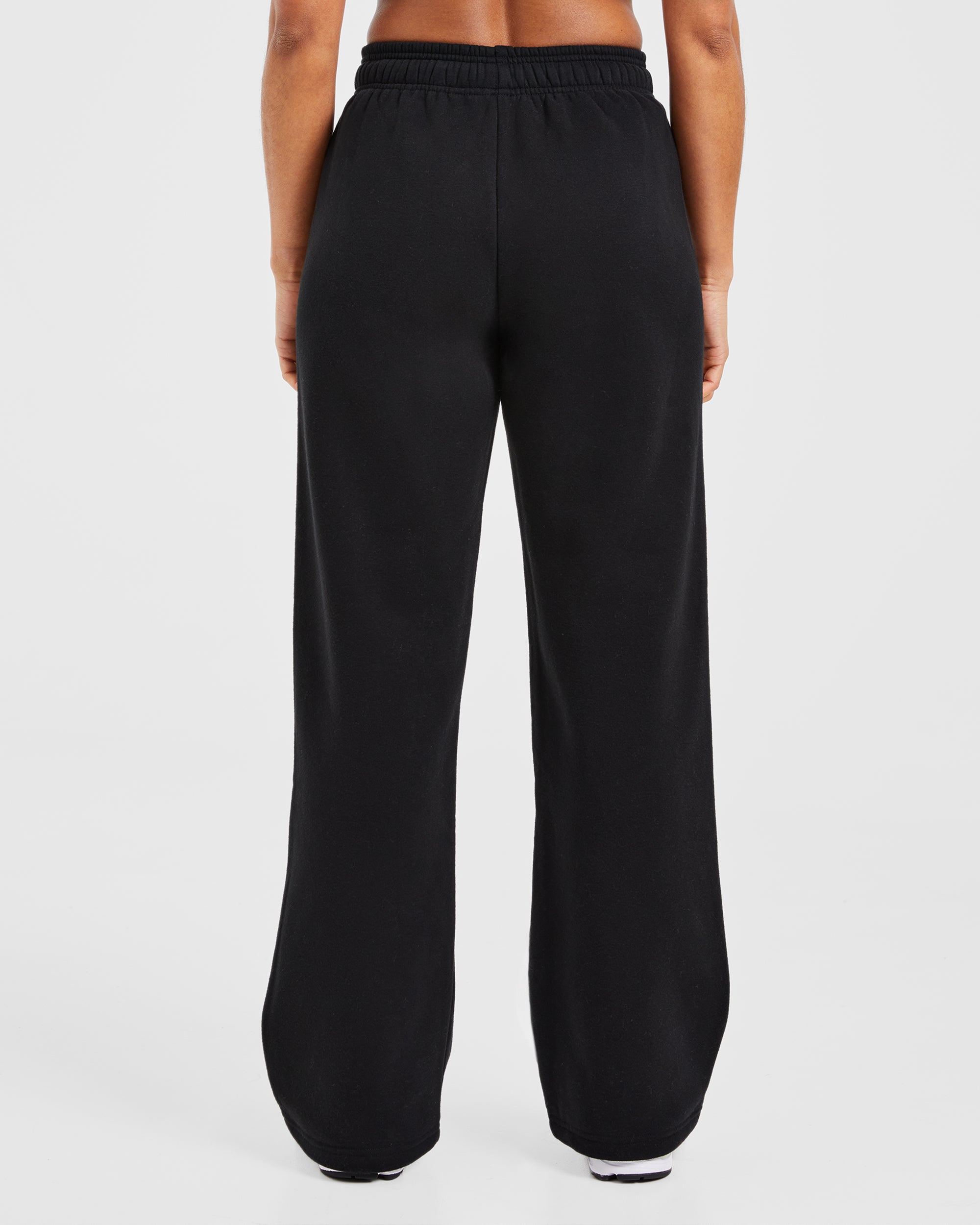 Varsity Embroidered Oversized Straight Leg Joggers - Black