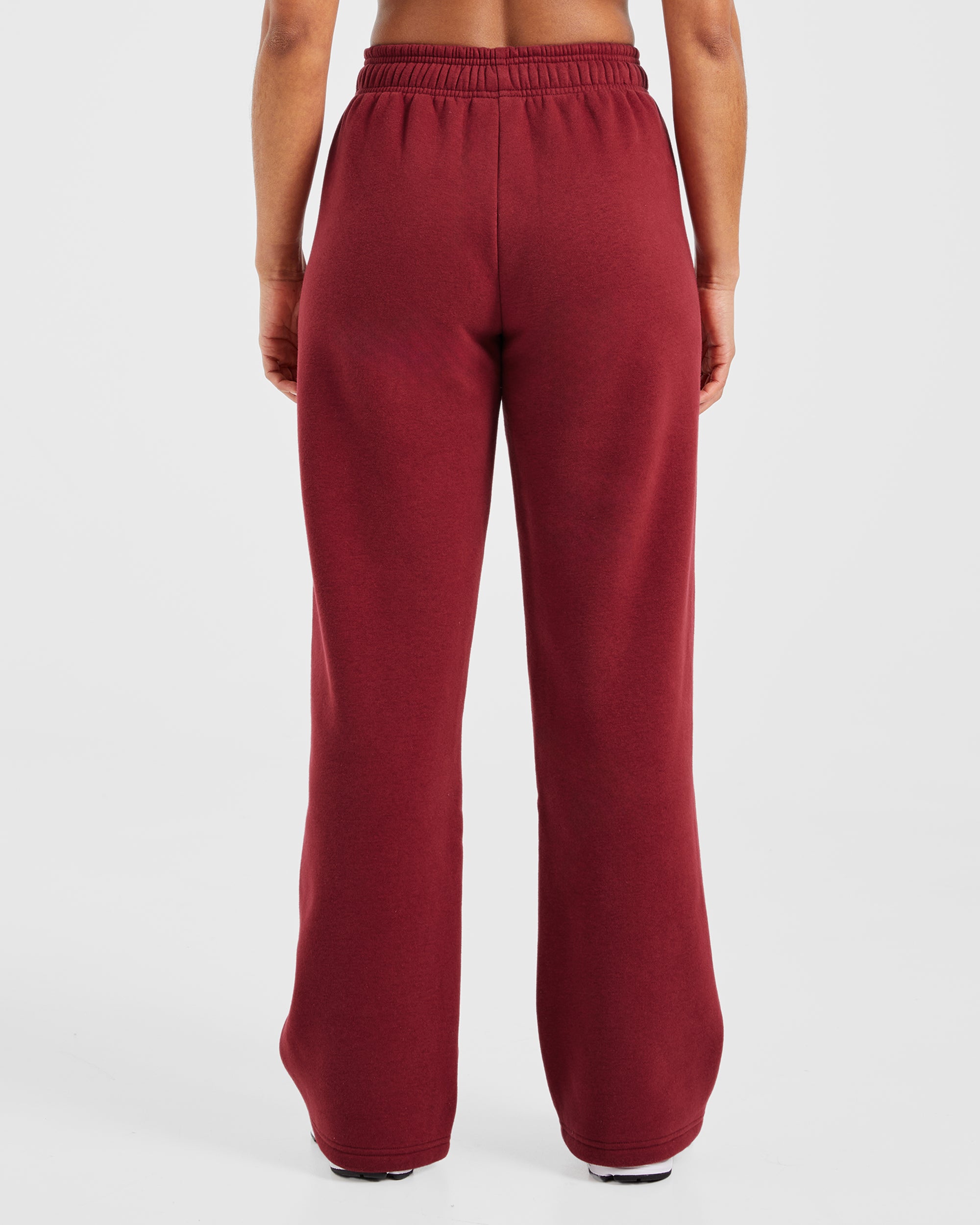 Varsity Embroidered Oversized Straight Leg Joggers - Burgundy