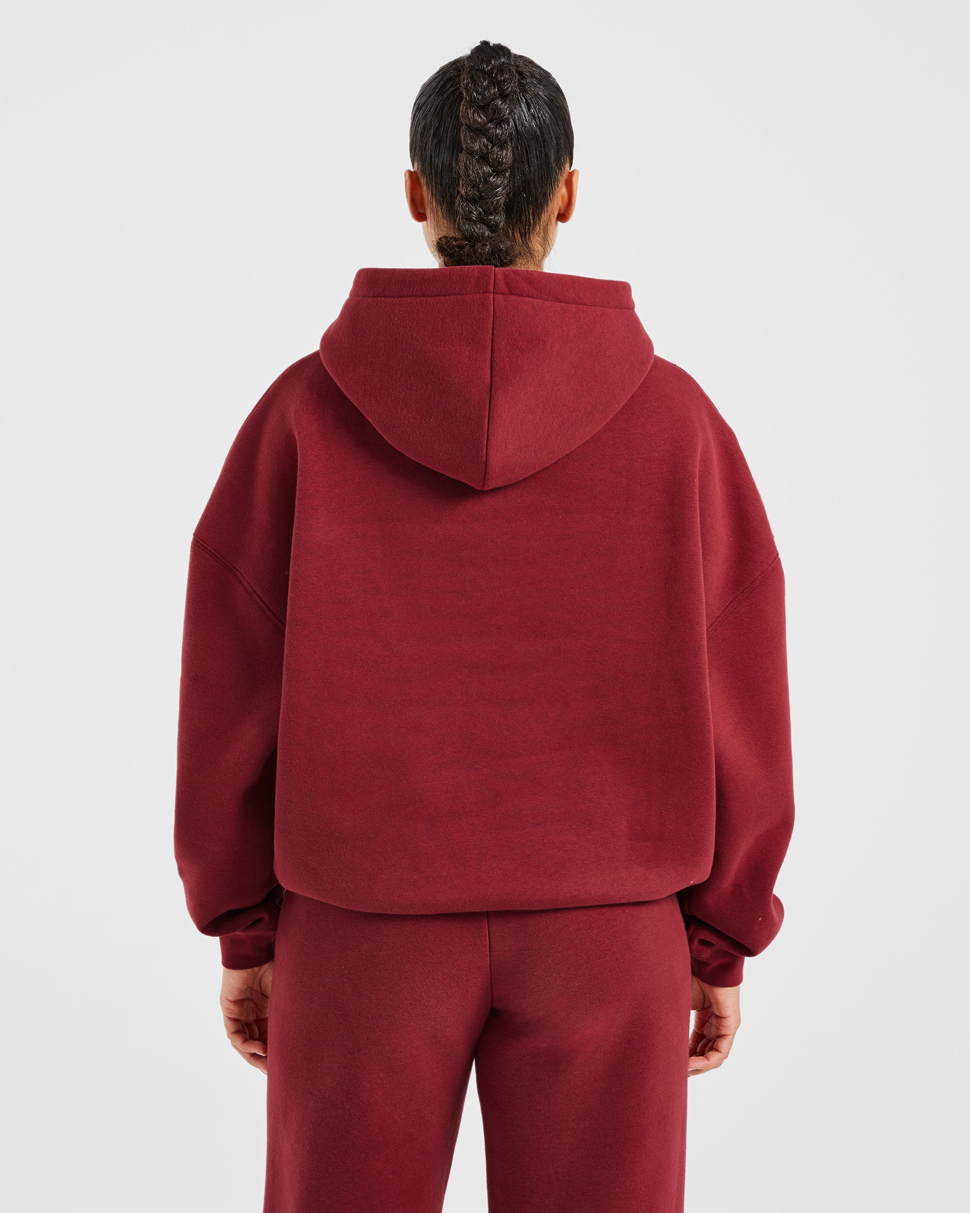 Varsity Embroidered Oversized Hoodie - Burgundy