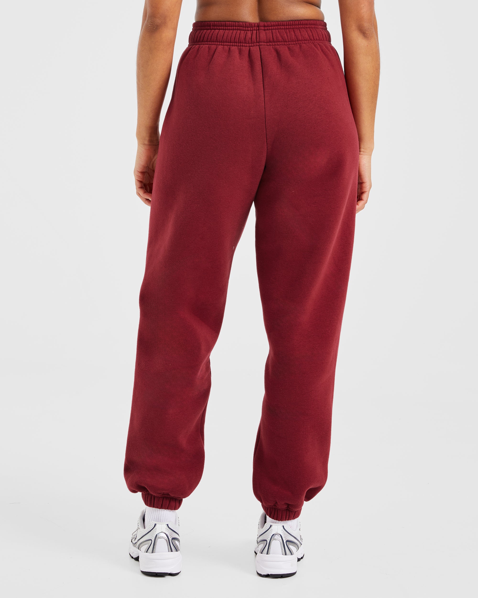 Varsity Embroidered Oversized Joggers - Burgundy