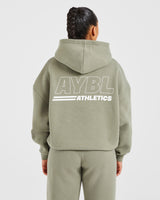 Athletics Track Oversized Hoodie - Muted Olive