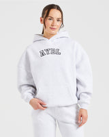 Varsity Embroidered Oversized Hoodie - Heather Grey