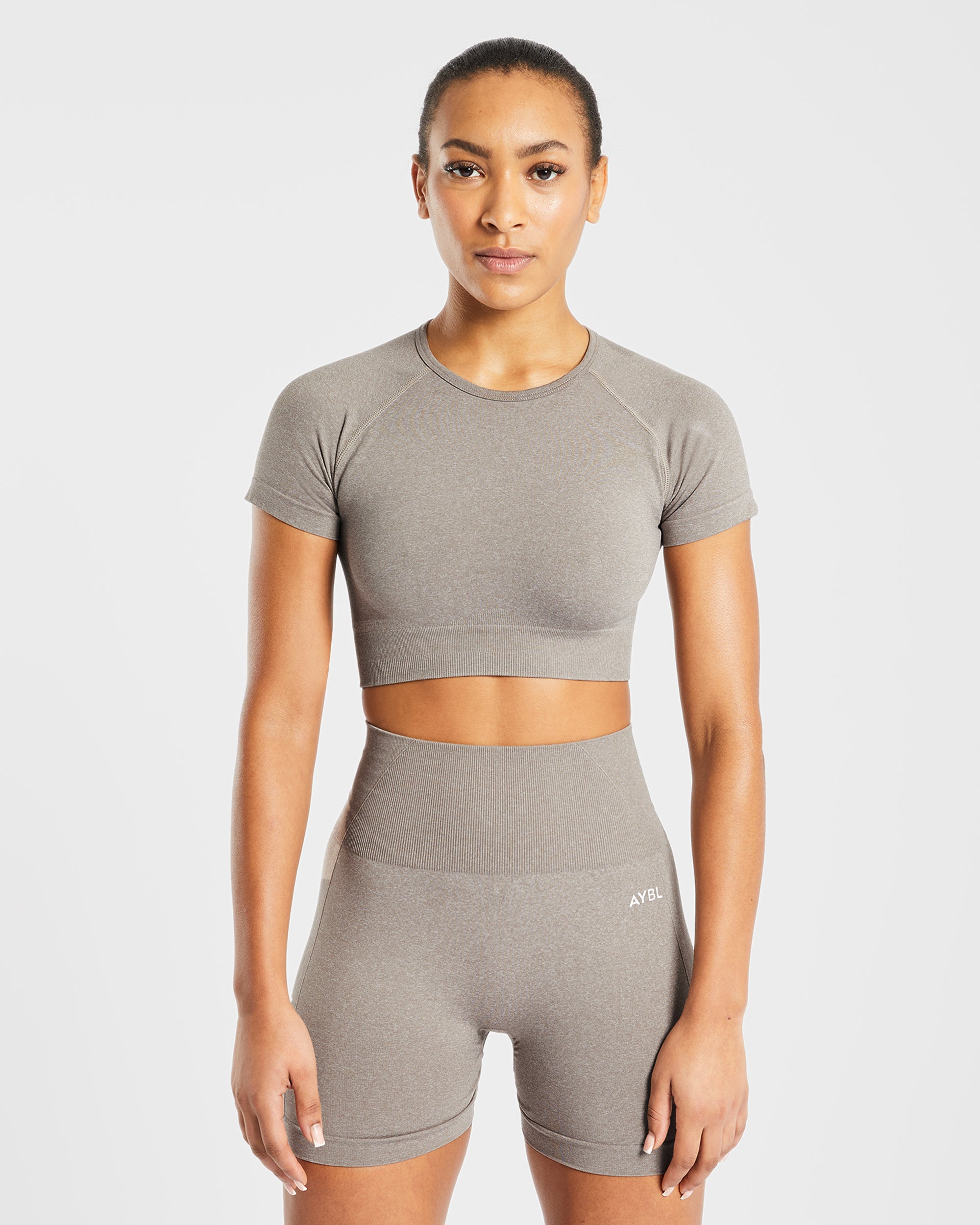 Empower Seamless Crop Top - Taupe Marl - aybldev