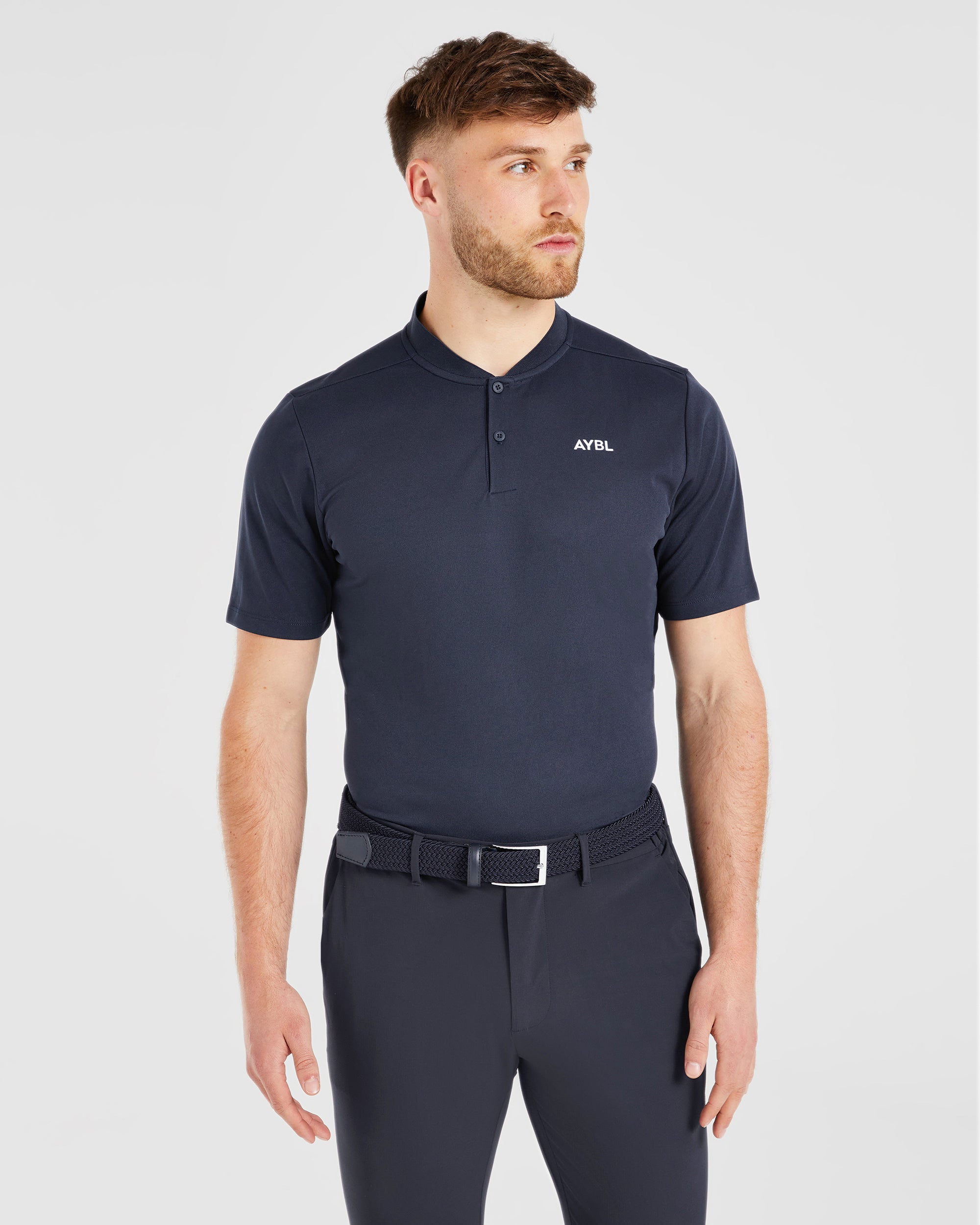 Performance Collarless Polo - Navy