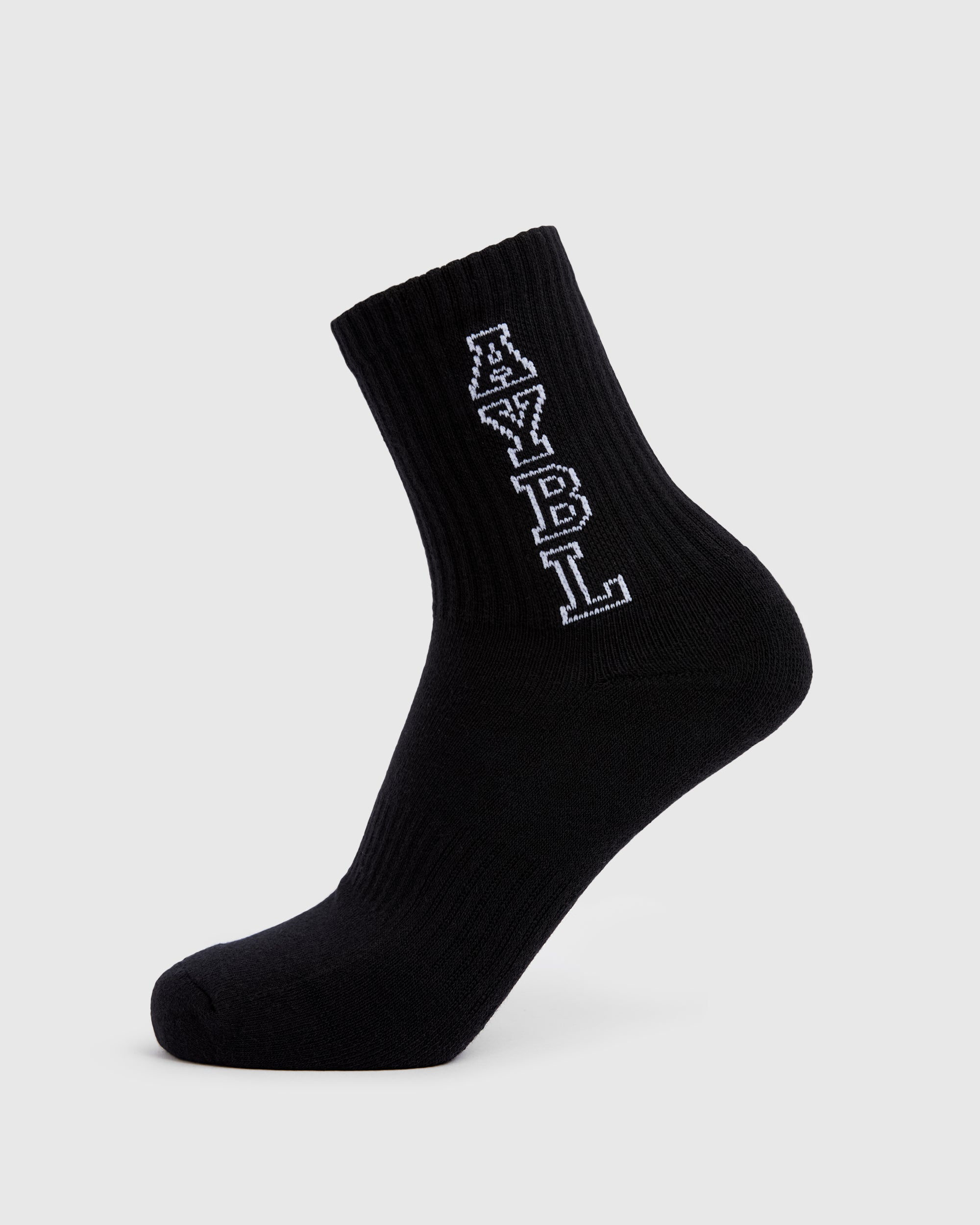 Varsity Vertical Crew Socks - Black - aybldev