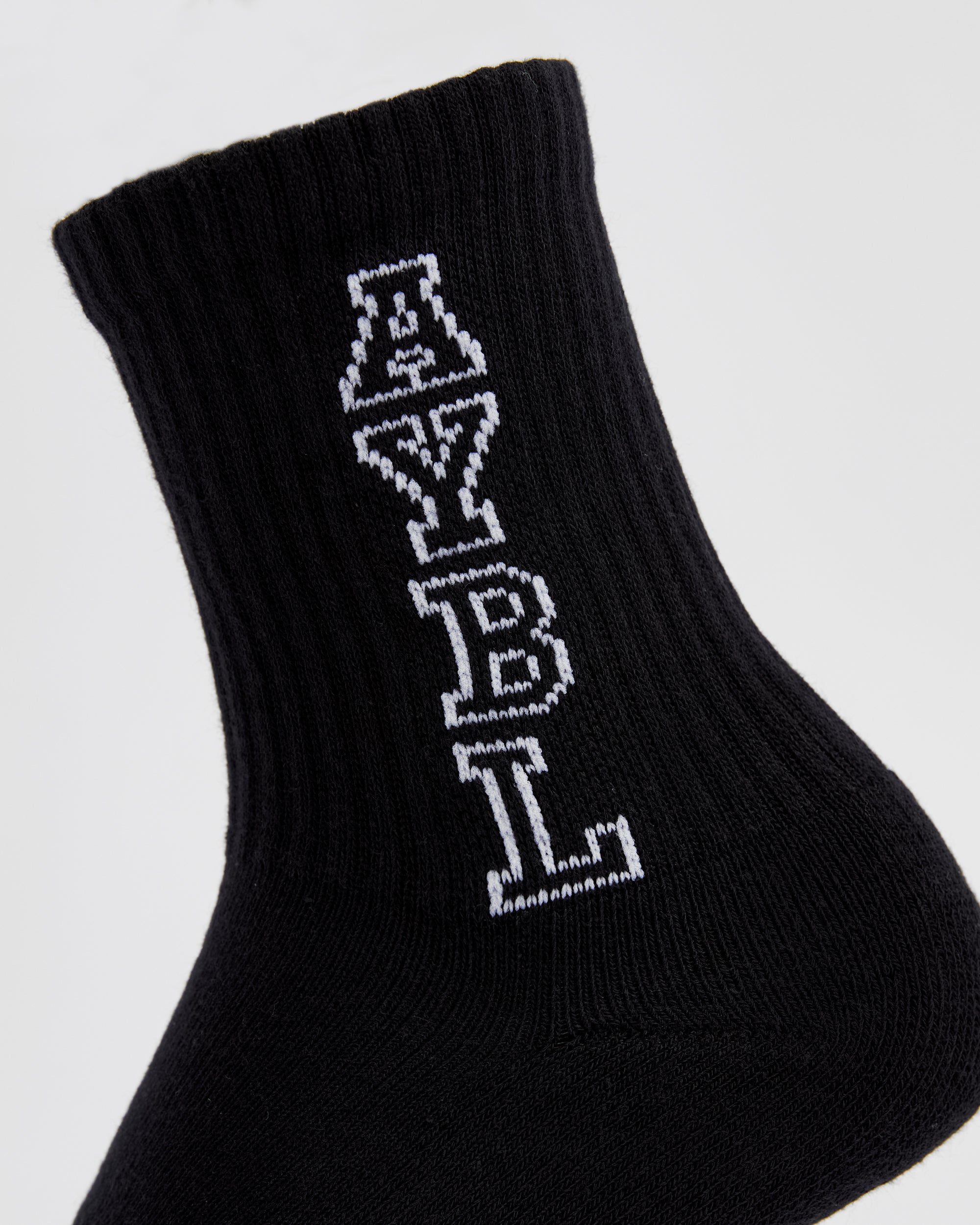 Varsity Vertical Crew Socks - Black - aybldev