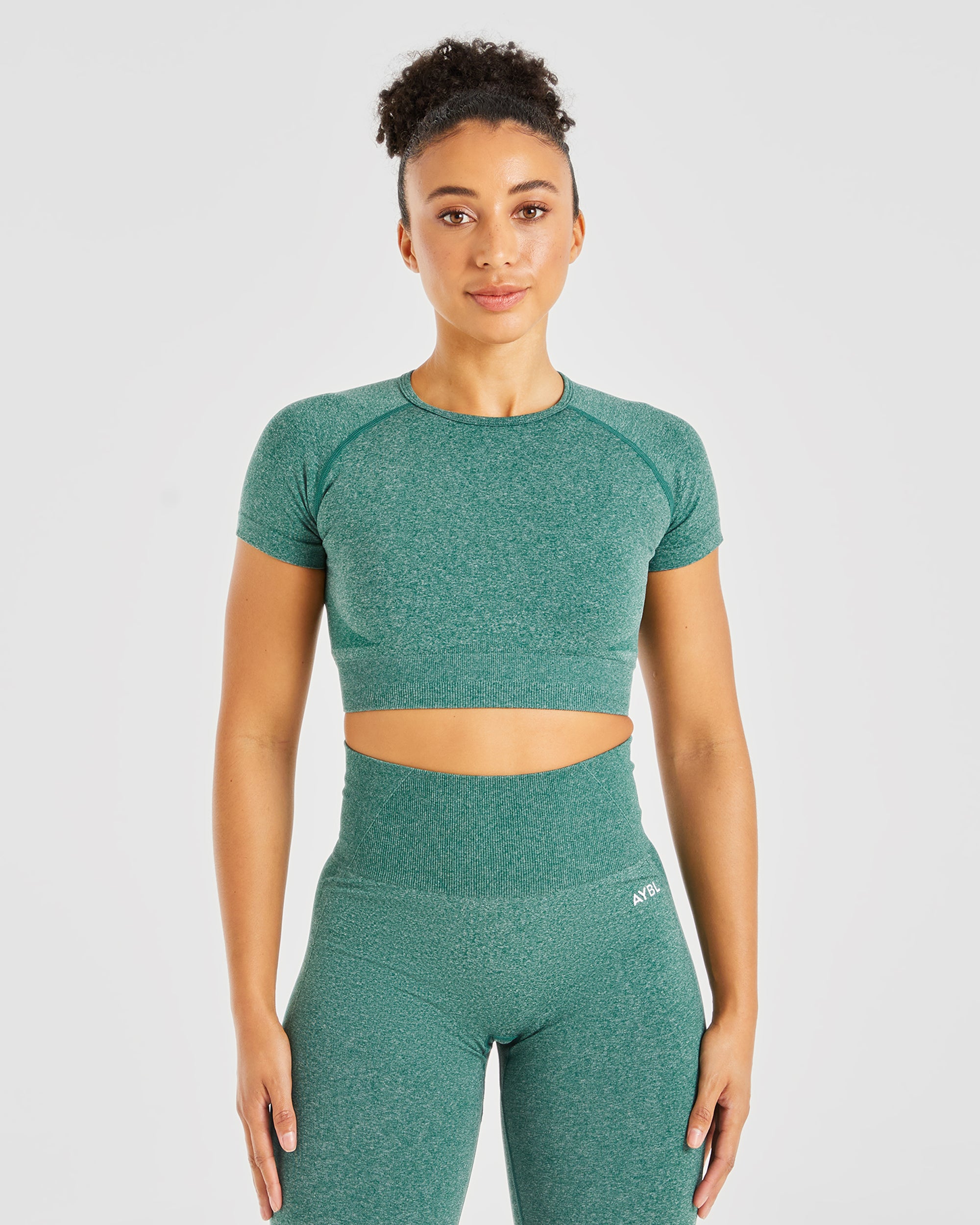 Empower Seamless Crop Top - Forest Green Marl - aybldev