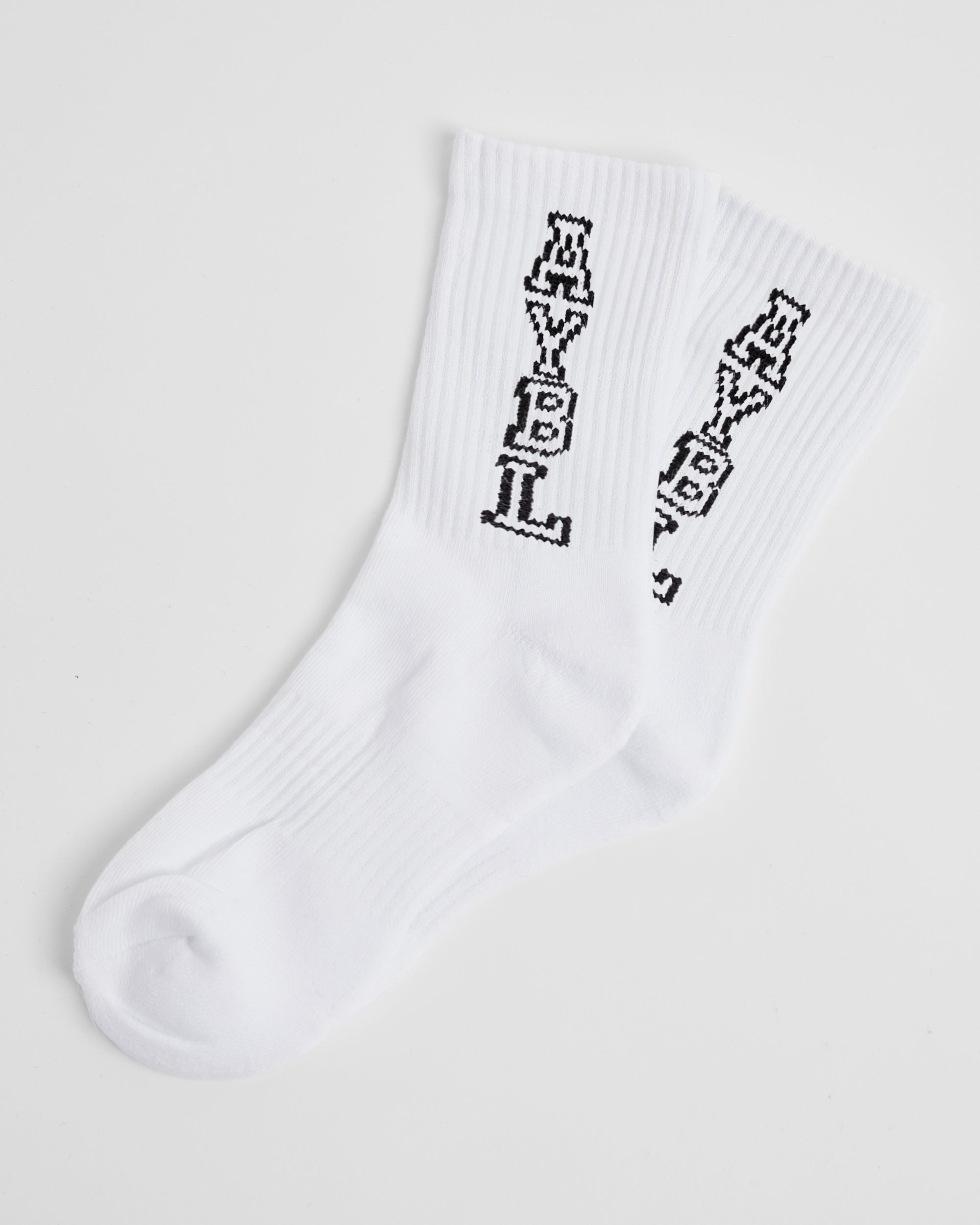 Varsity Vertical Crew Socks - White - aybldev