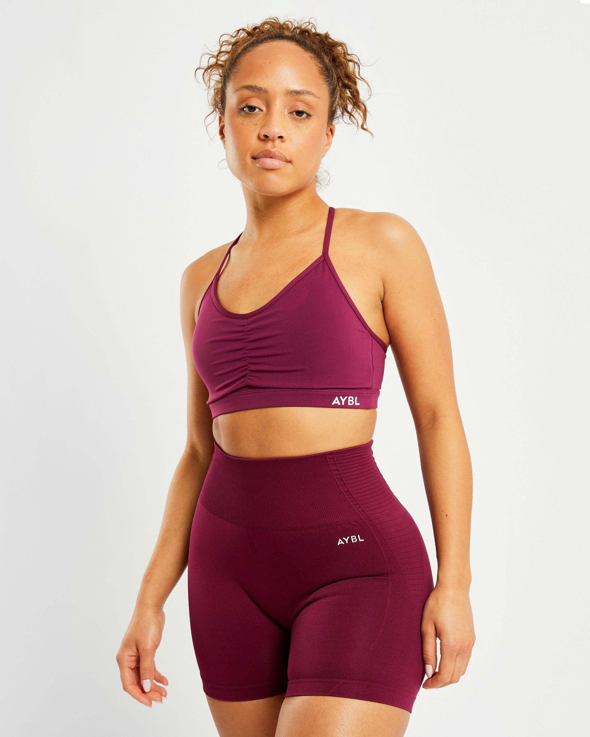 Essential Ruched Sports Bra - Purple Wine - aybldev
