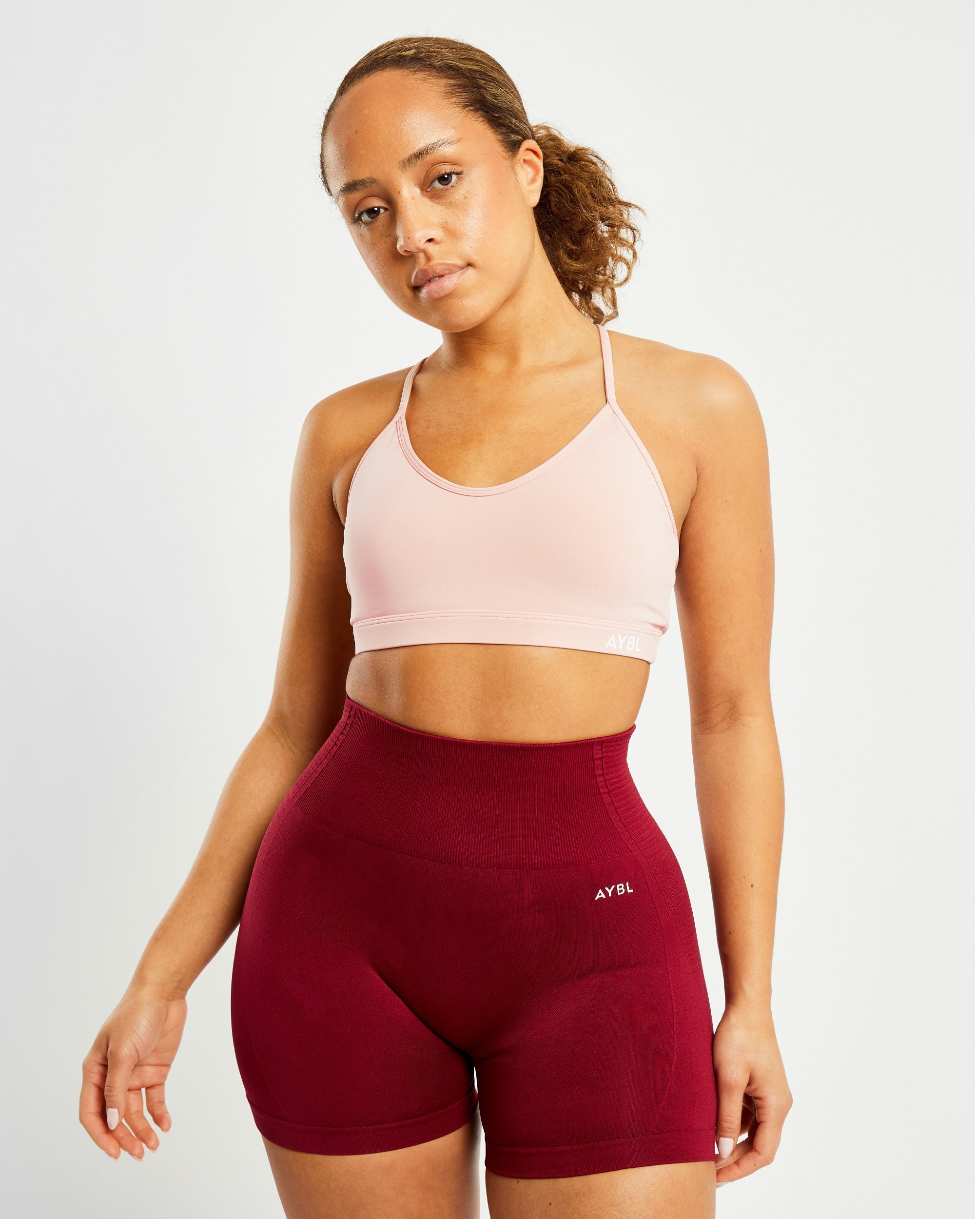 Essential V Neck Sports Bra - Dusty Pink - aybldev