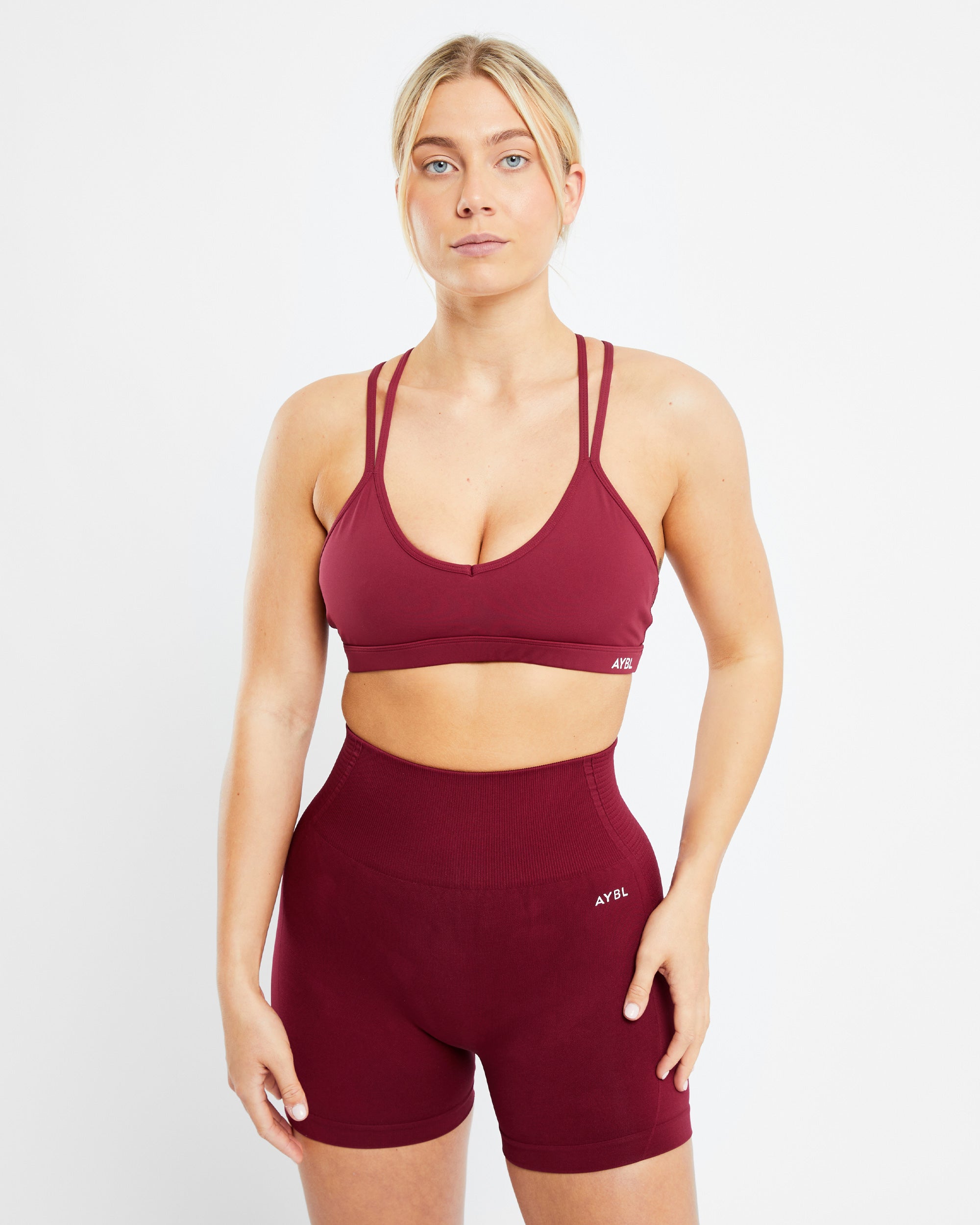 Essential Strappy Sports Bra - Rumba Red - aybldev