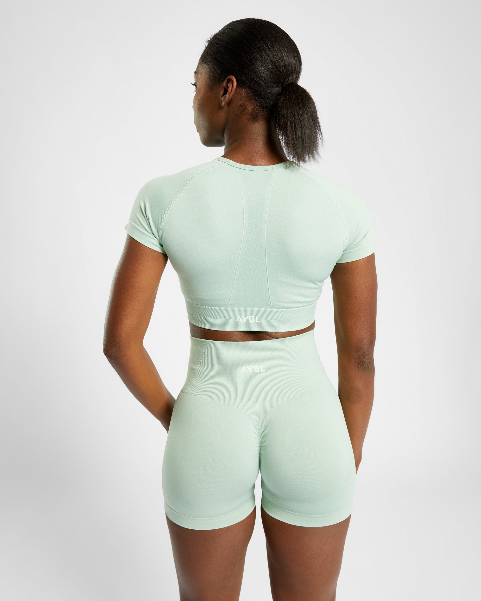Empower Seamless Crop Top - Spring Green Marl - aybldev