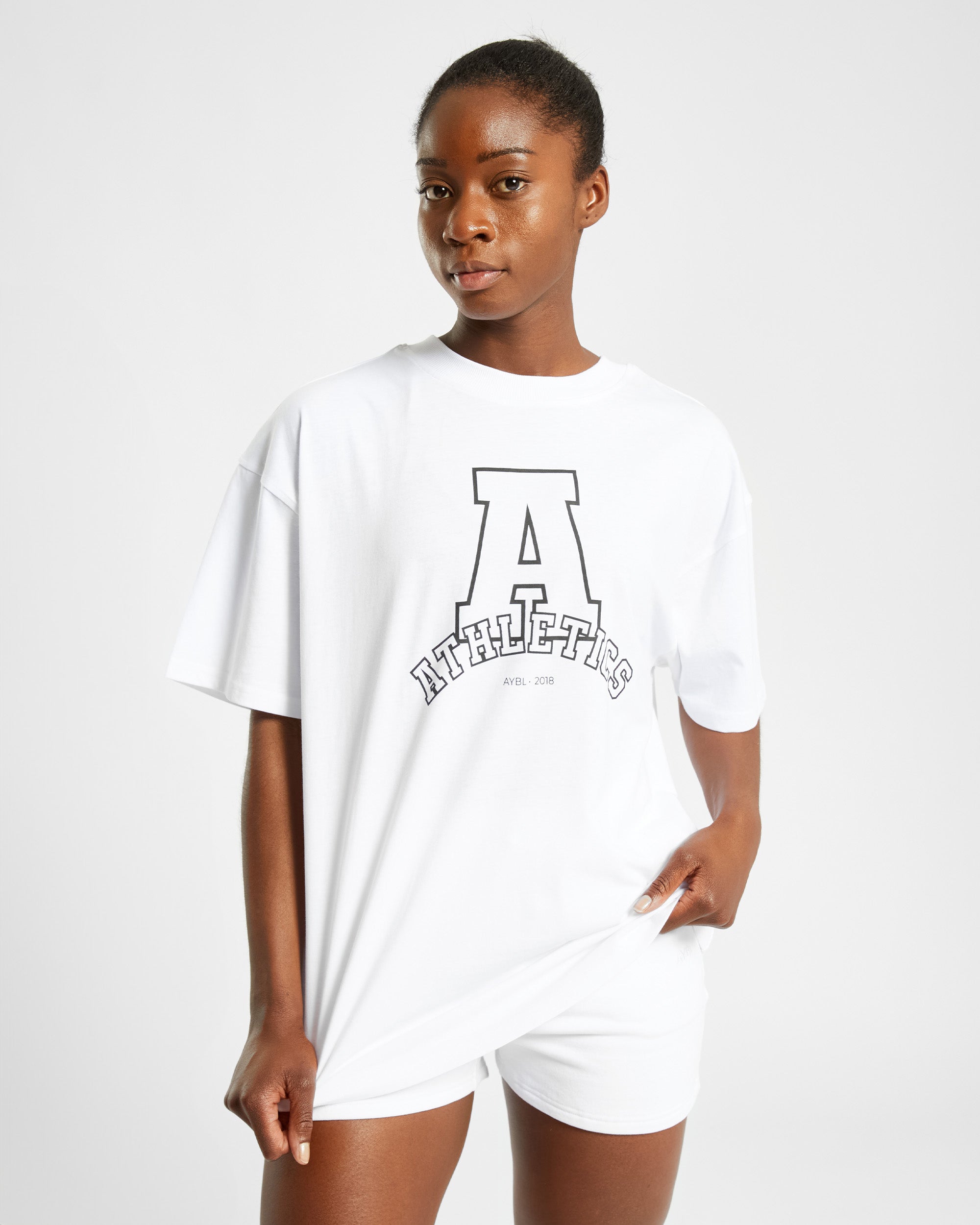 Athletics Varsity Oversized T Shirt - White - aybldev