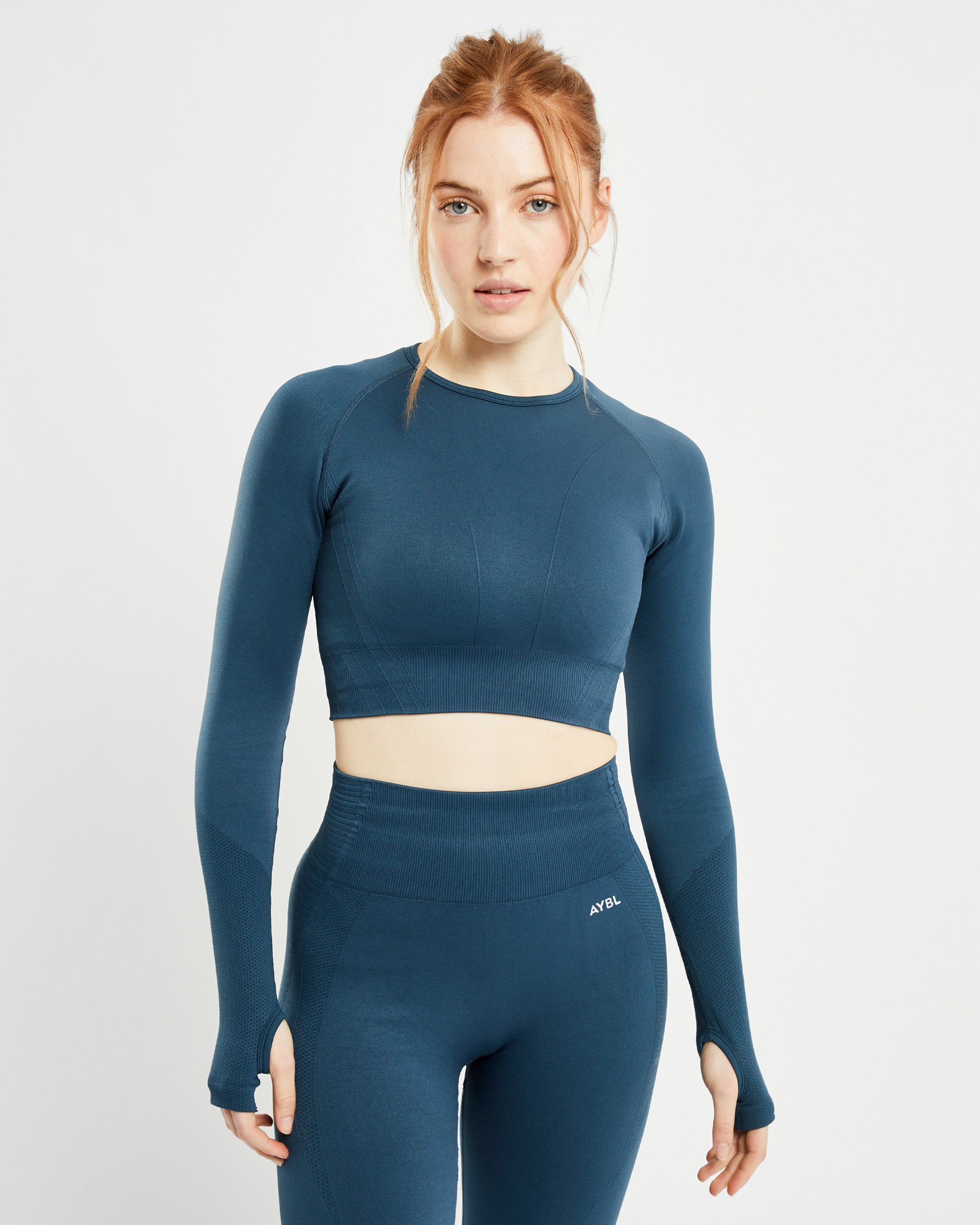 Balance V2 Seamless Long Sleeve Crop Top - Marine Blue - aybldev