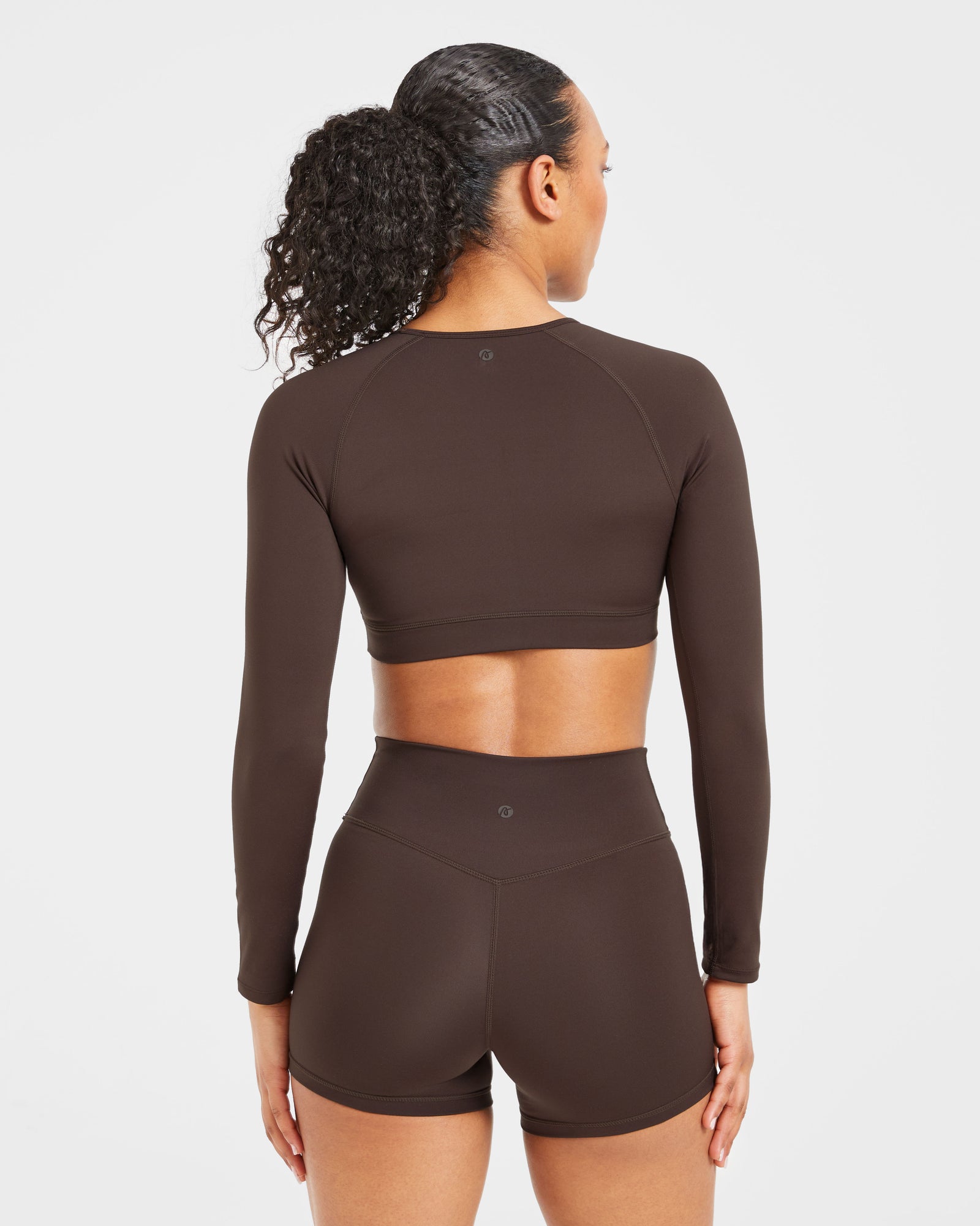 Staple Long Sleeve Crop Top - Coffee Brown