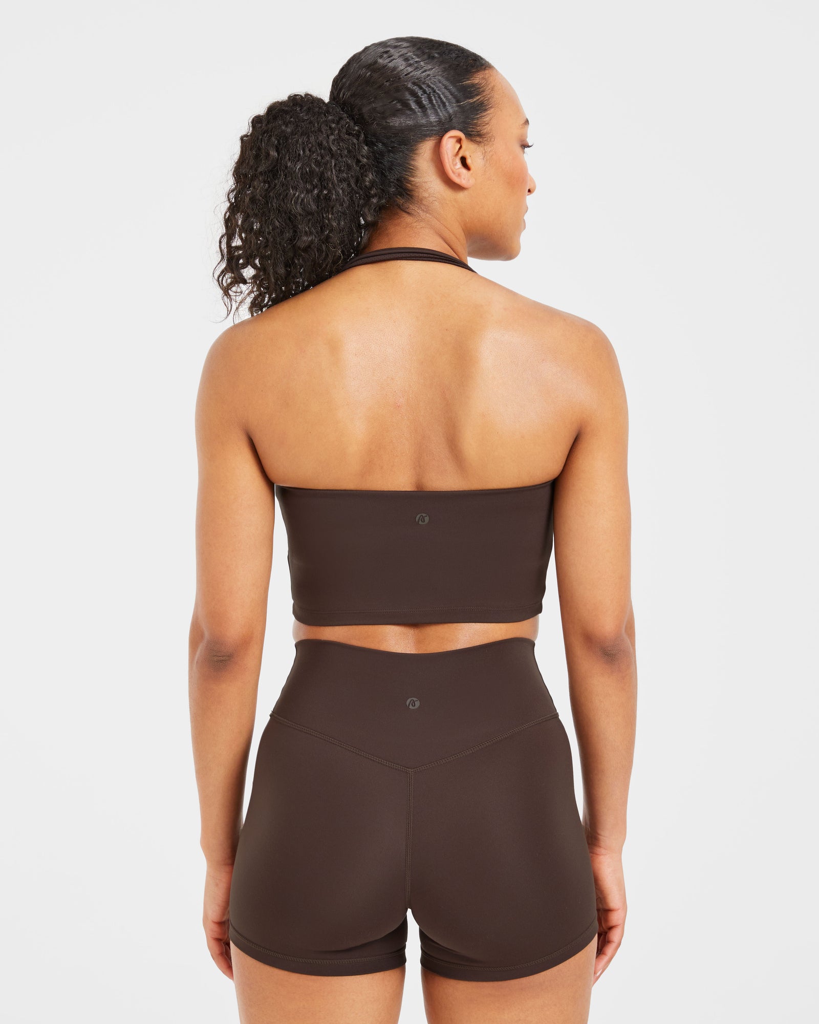 Staple Halterneck Crop Top - Coffee Brown