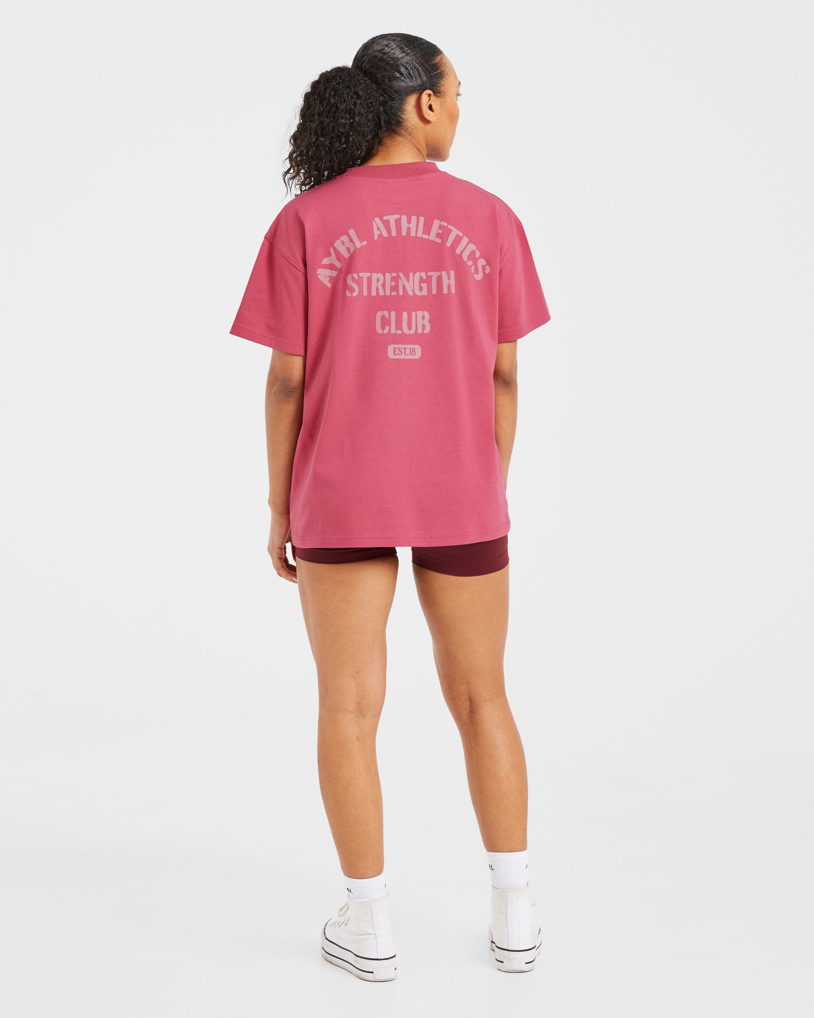 Athletics Strength Club Oversized T Shirt - Washed Coral