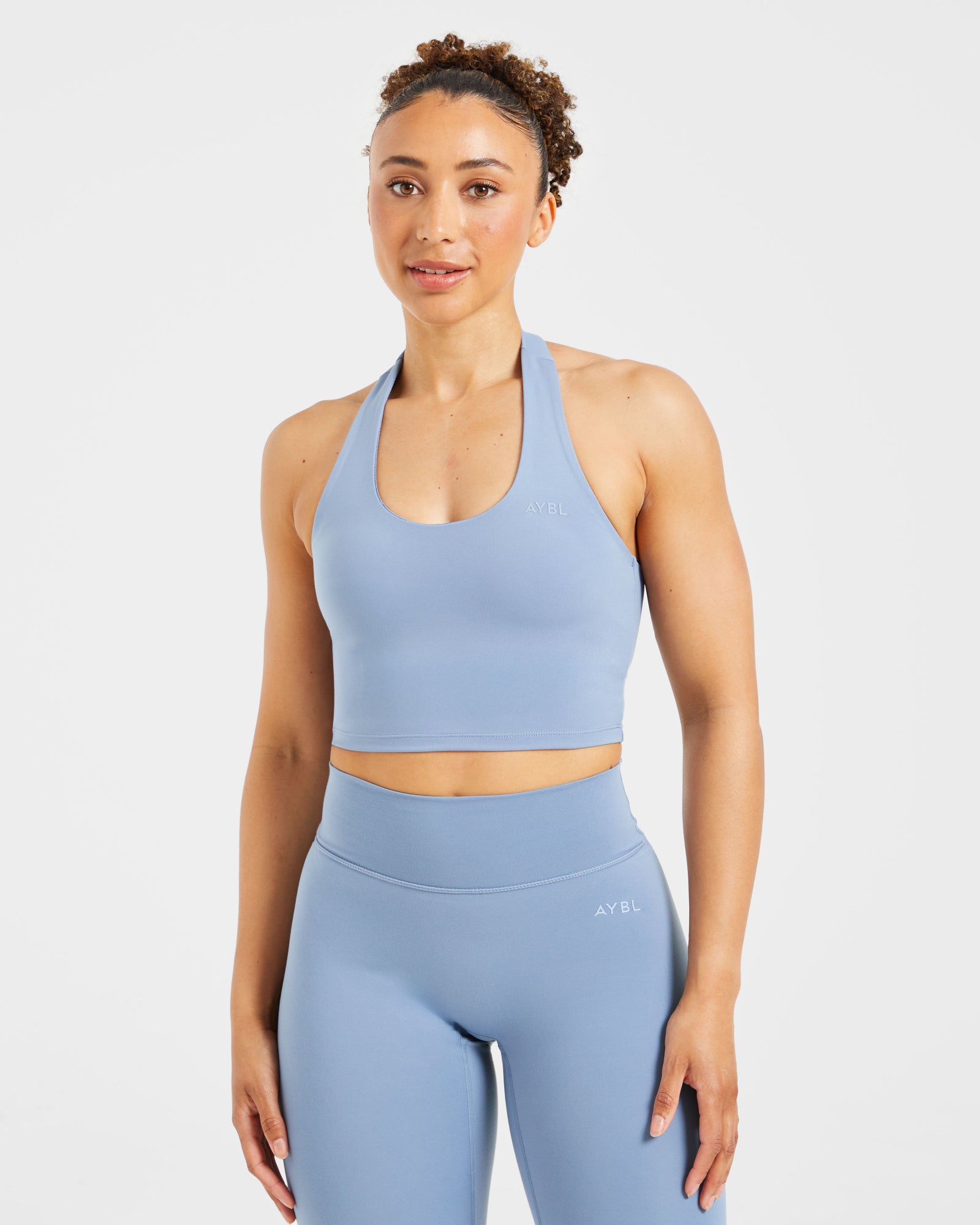 Staple Halterneck Crop Top - Slate Blue