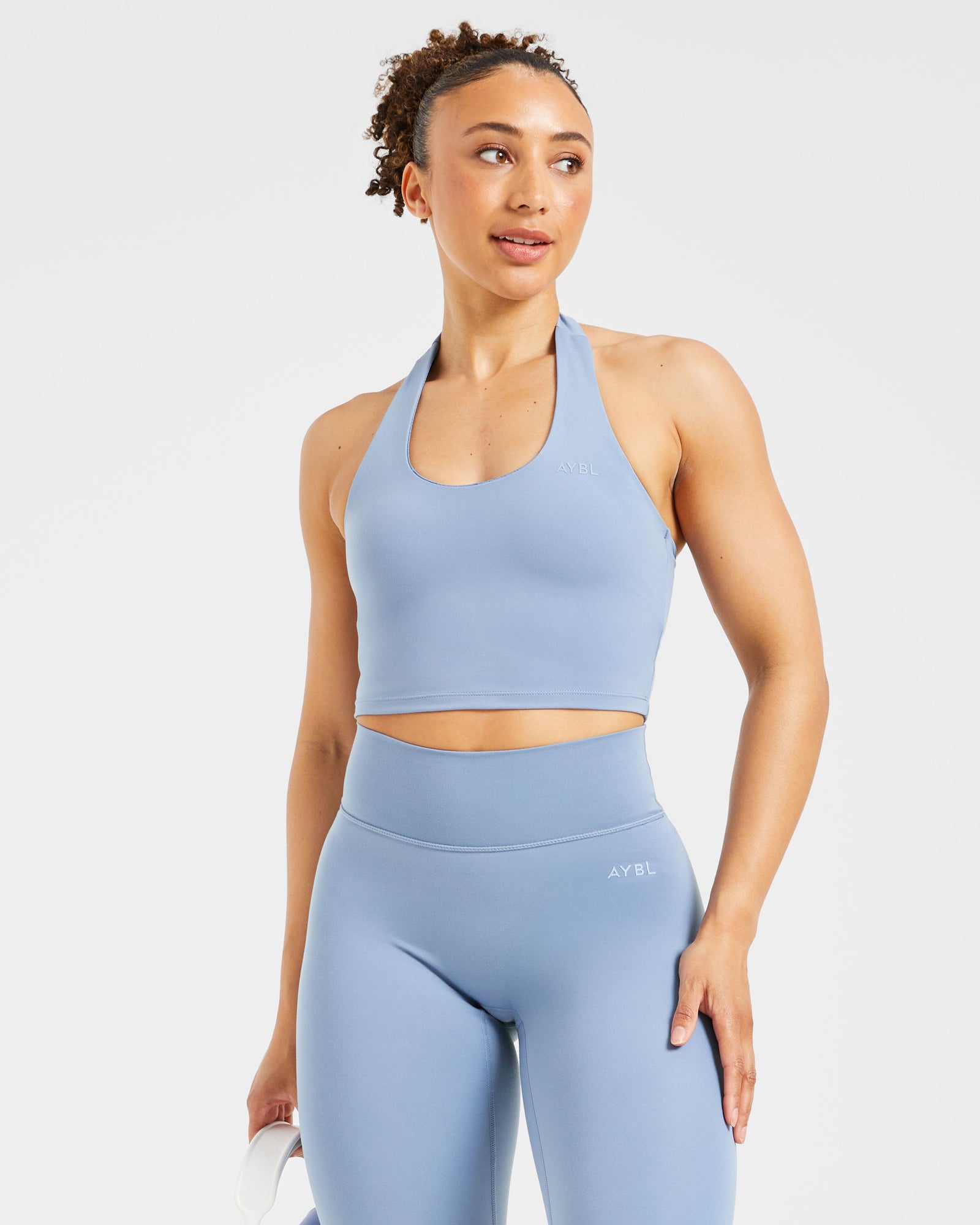 Staple Halterneck Crop Top - Slate Blue