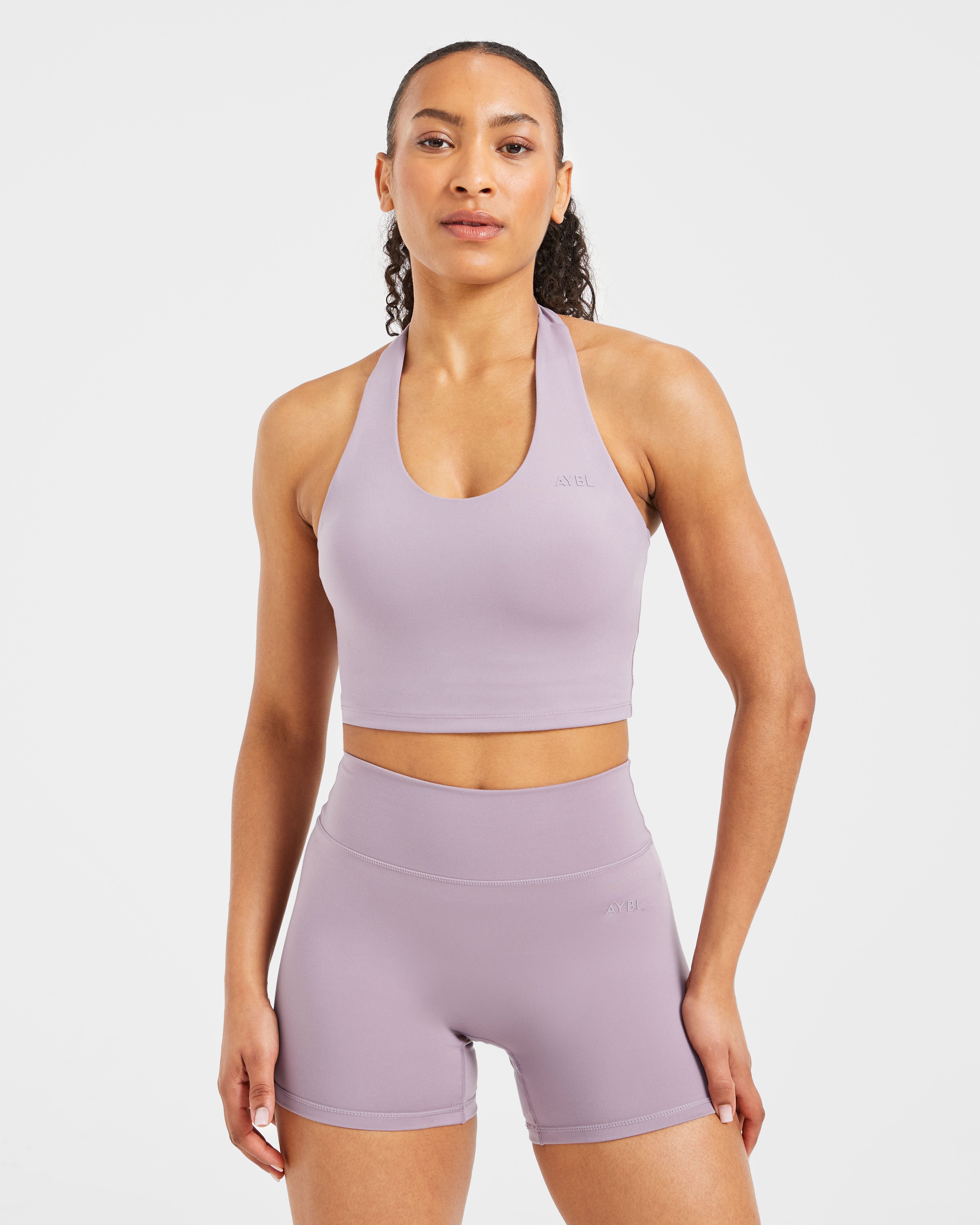 Staple Halterneck Crop Top - Mauve Purple