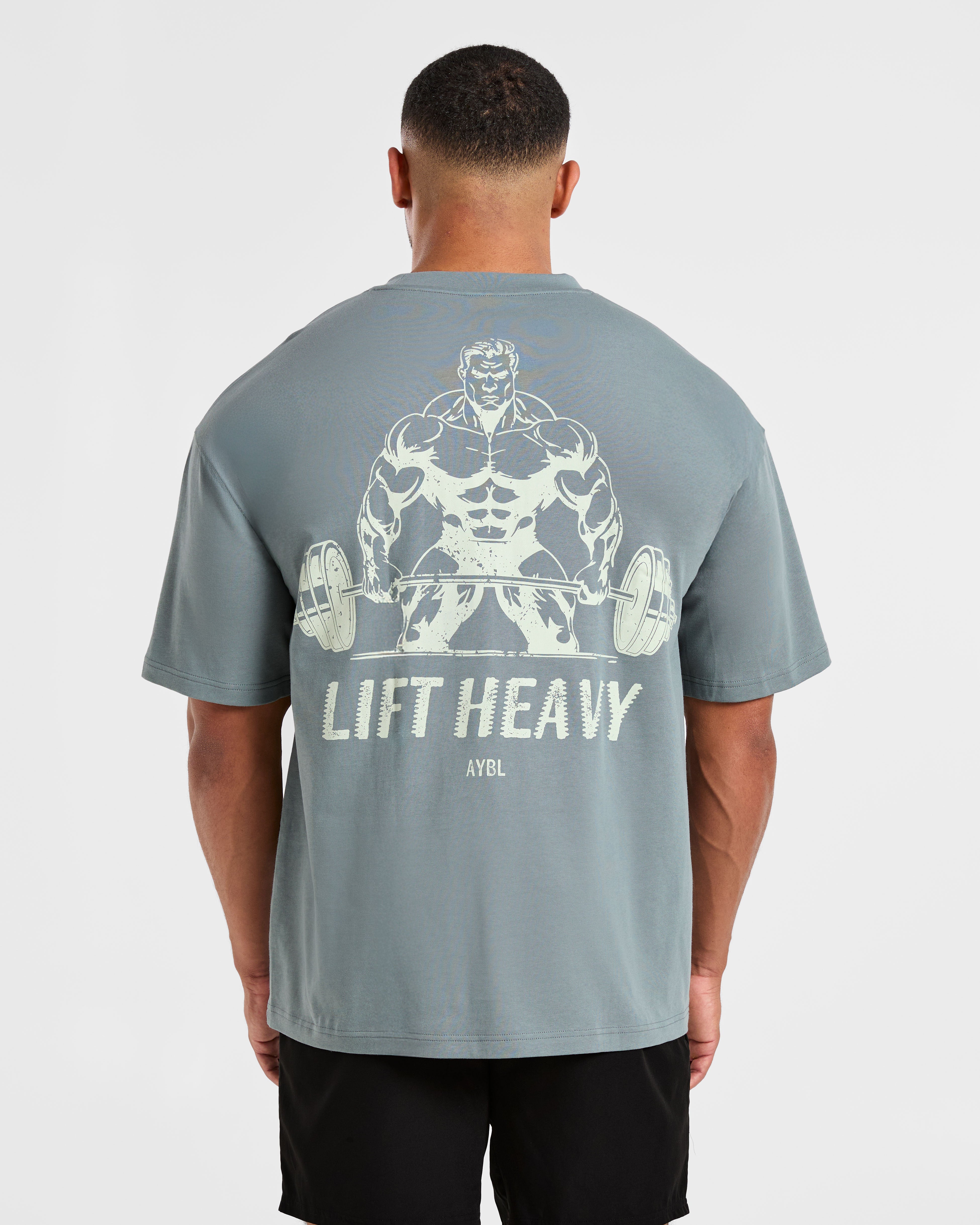 Lift Heavy Oversized T Shirt - Slate Blue