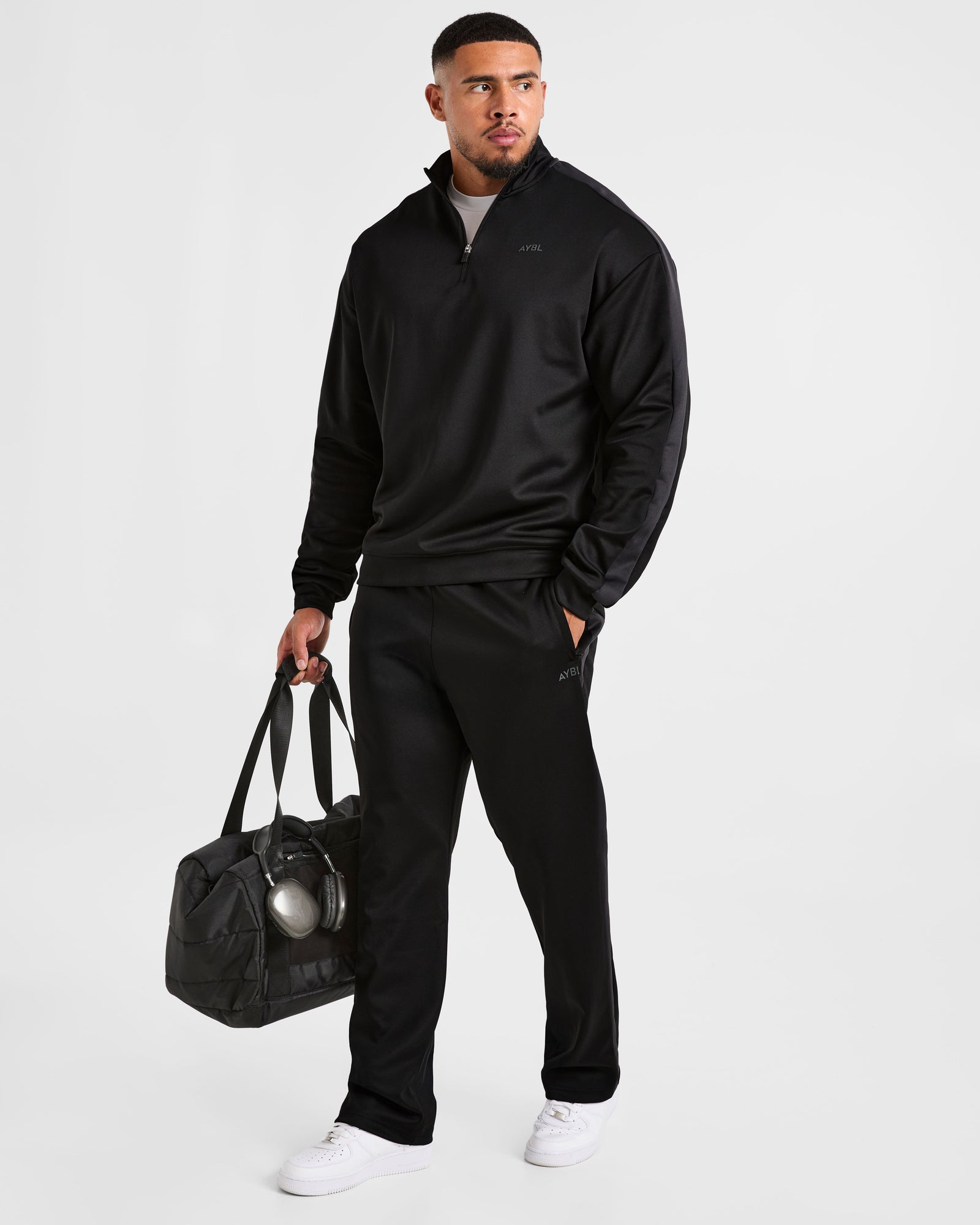 Classic Track 1/4 Zip Pullover - Black/Charcoal