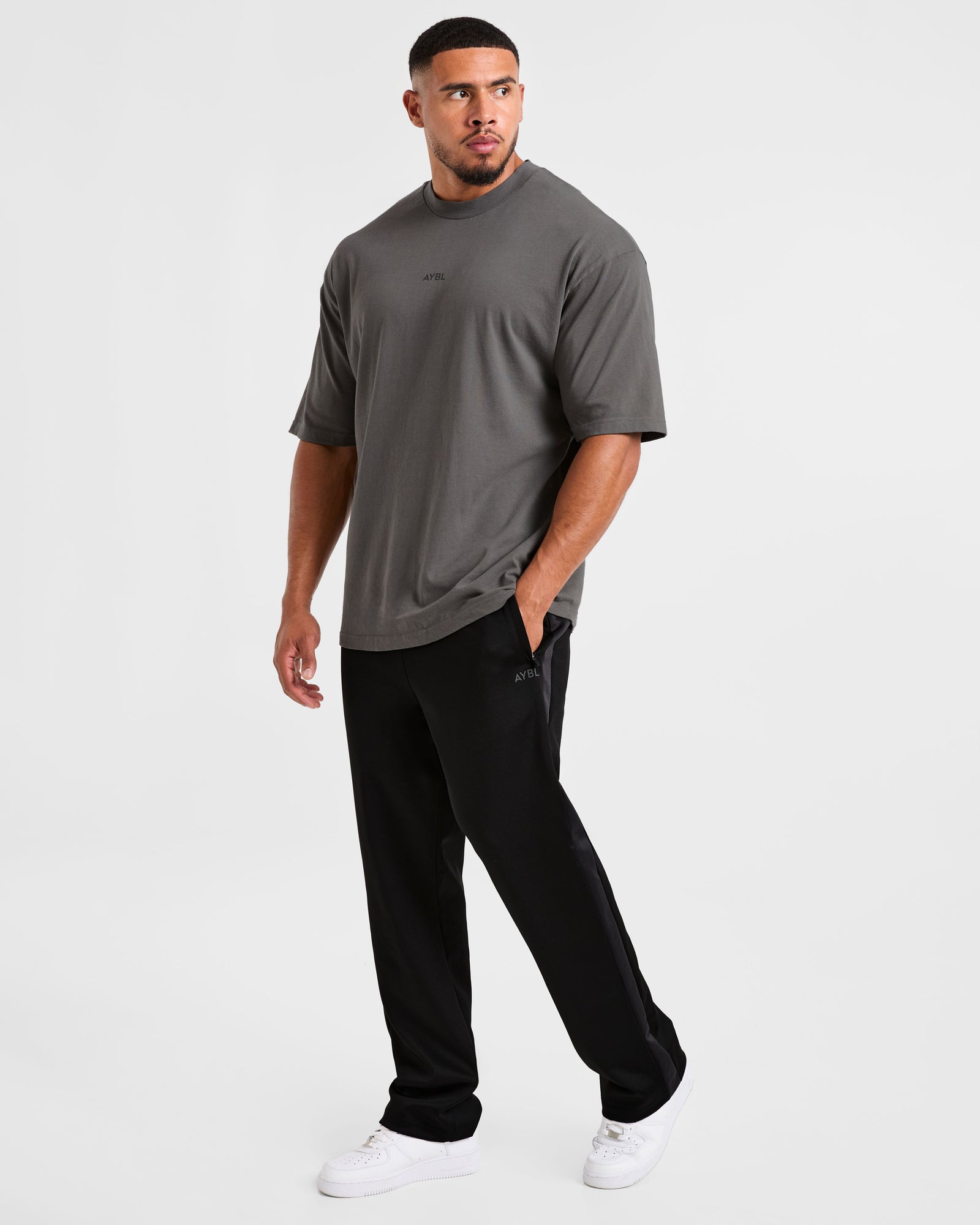 Classic Track Straight Leg Joggers - Black/Charcoal