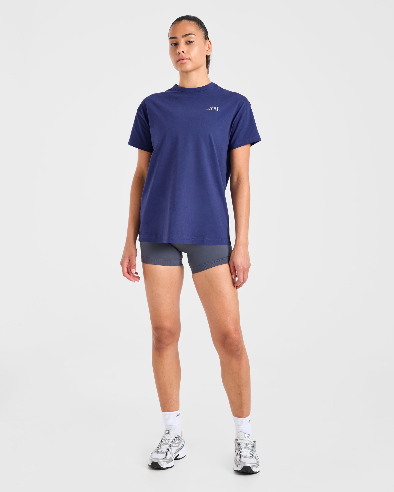 AYBL Sports Club Script Oversized T Shirt - Navy