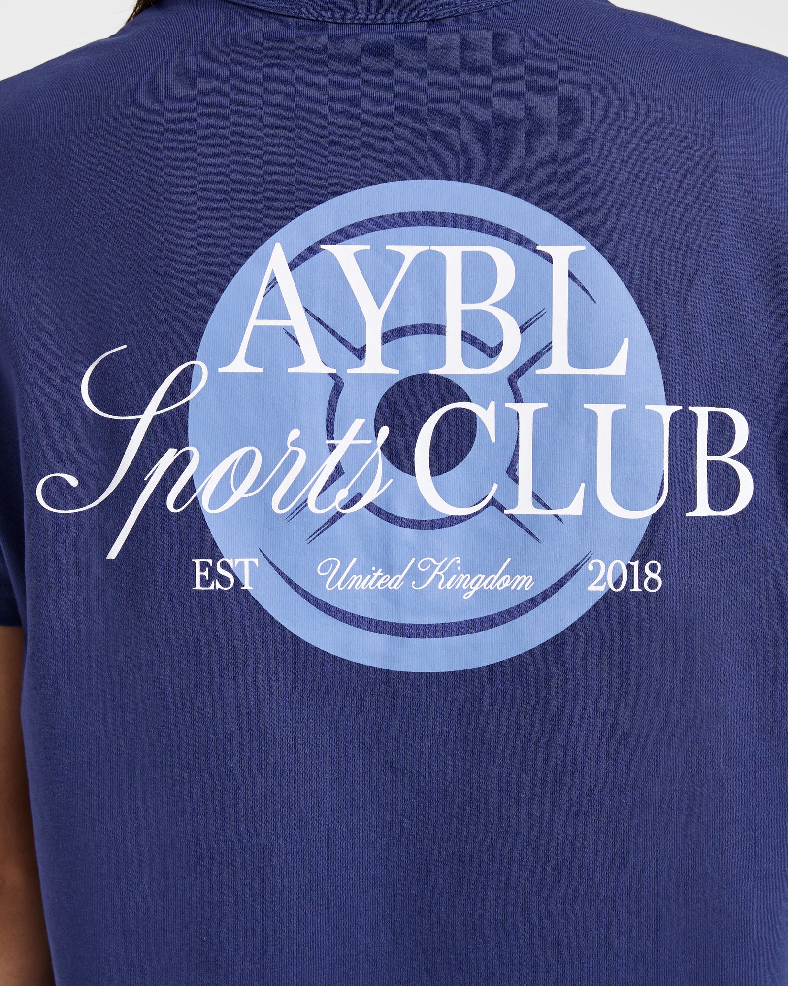 AYBL Sports Club Script Oversized T Shirt - Navy