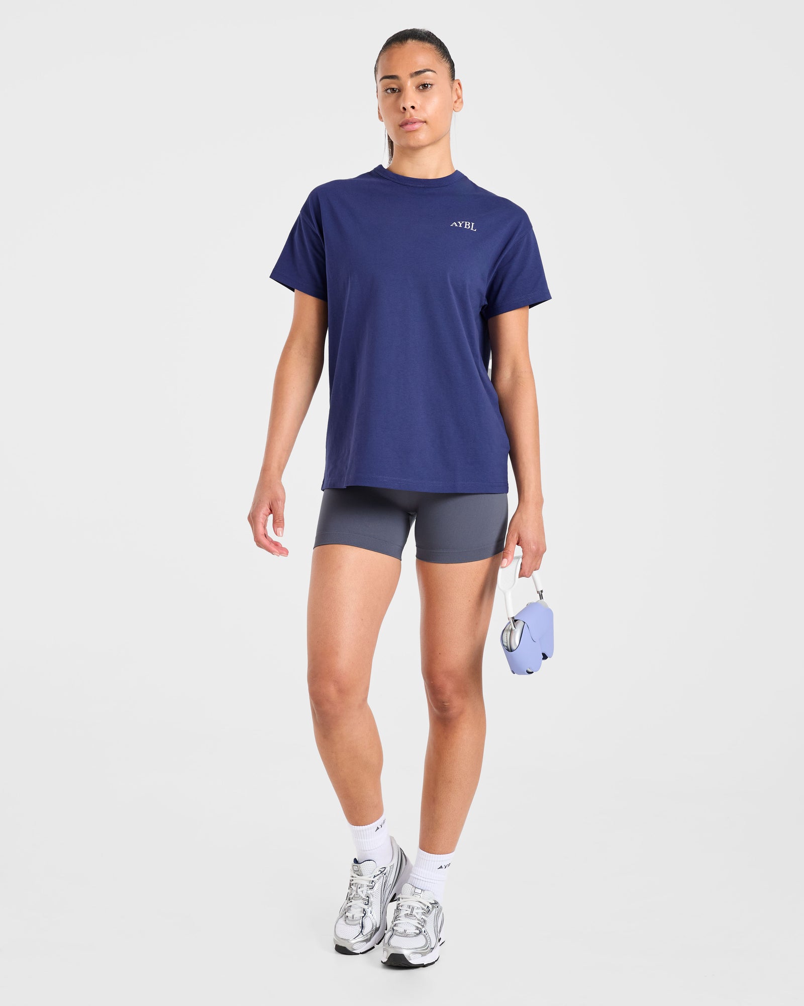 AYBL Sports Club Script Oversized T Shirt - Navy