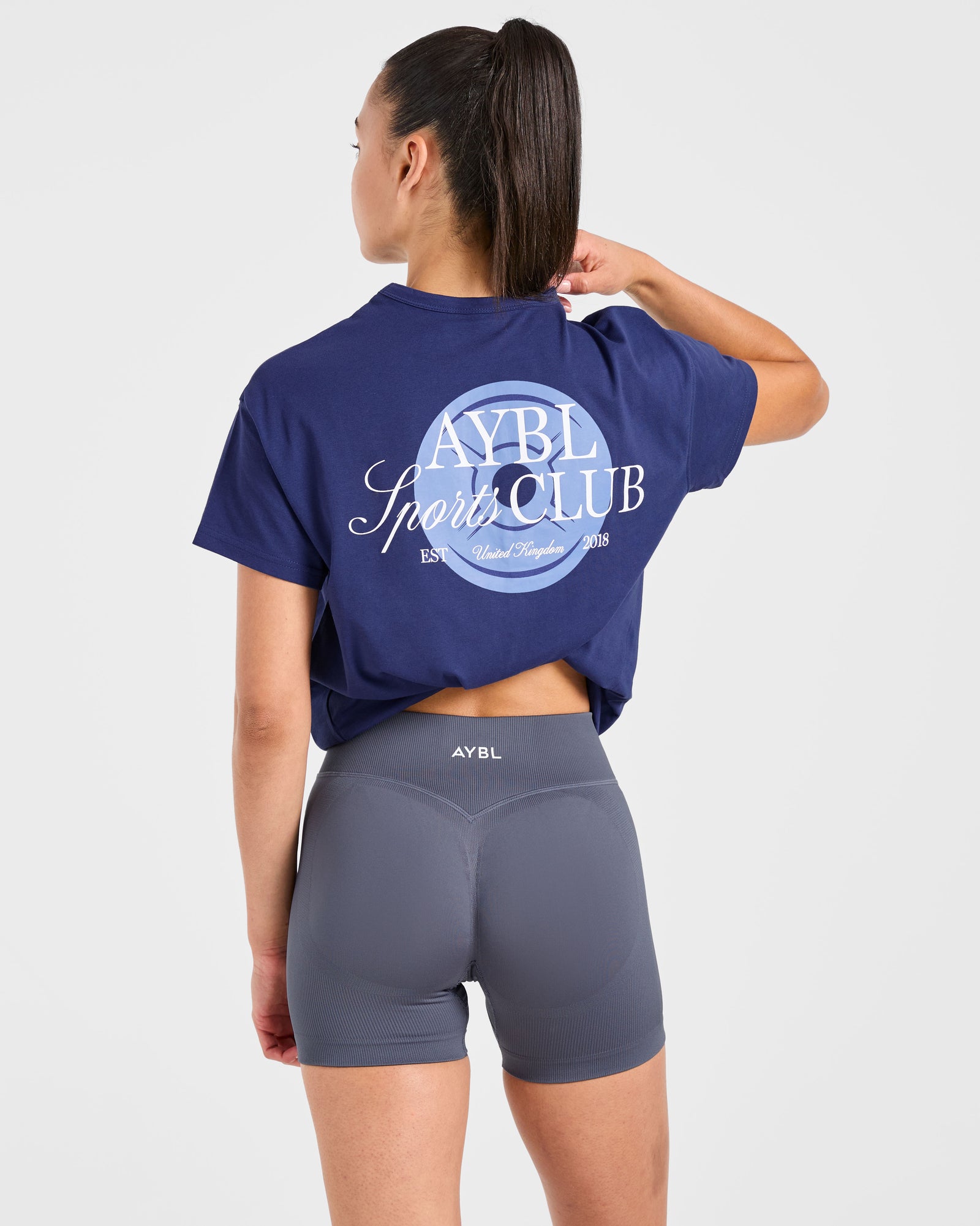 AYBL Sports Club Script Oversized T Shirt - Navy