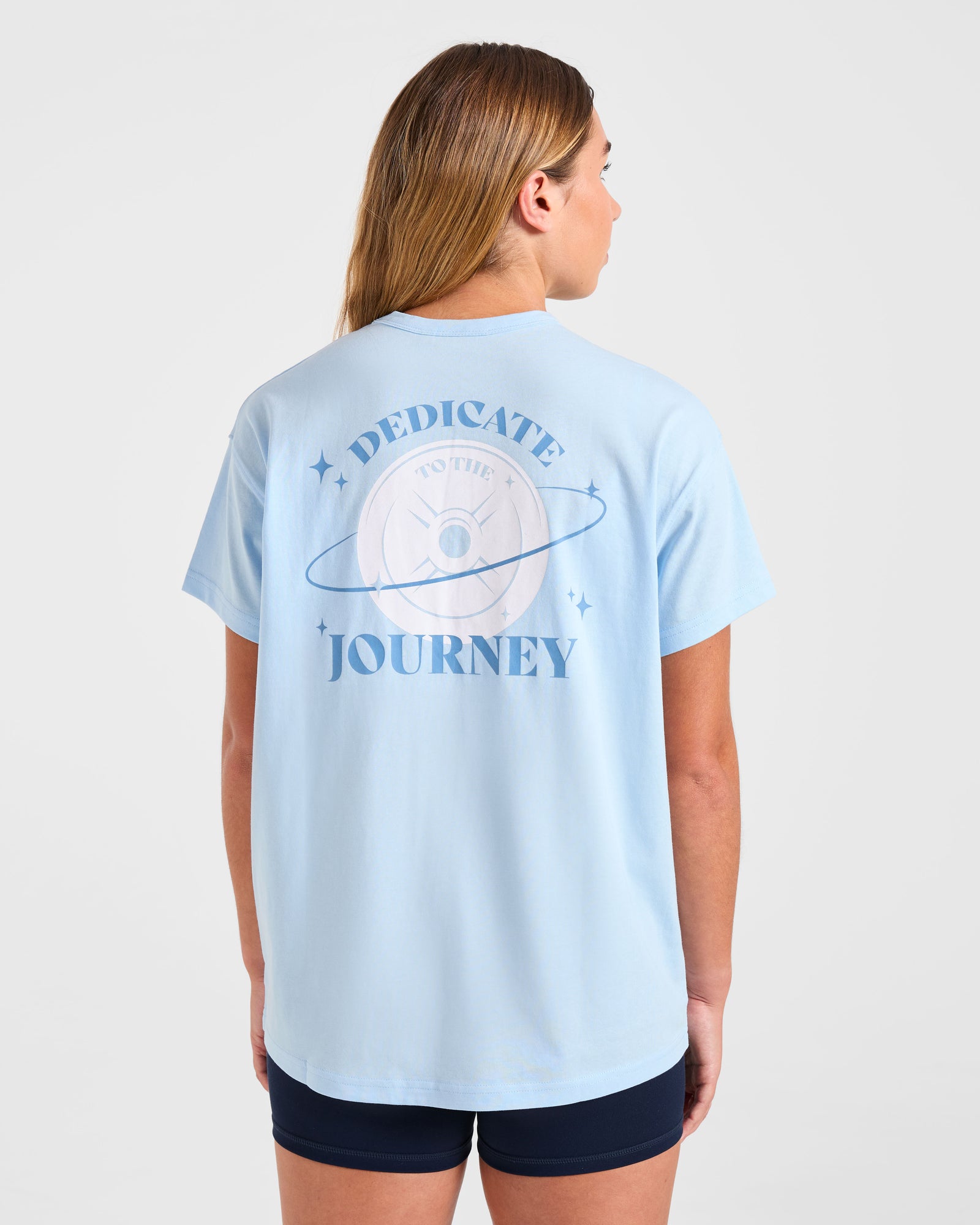 Dedicate To The Journey Oversized T Shirt - Blue
