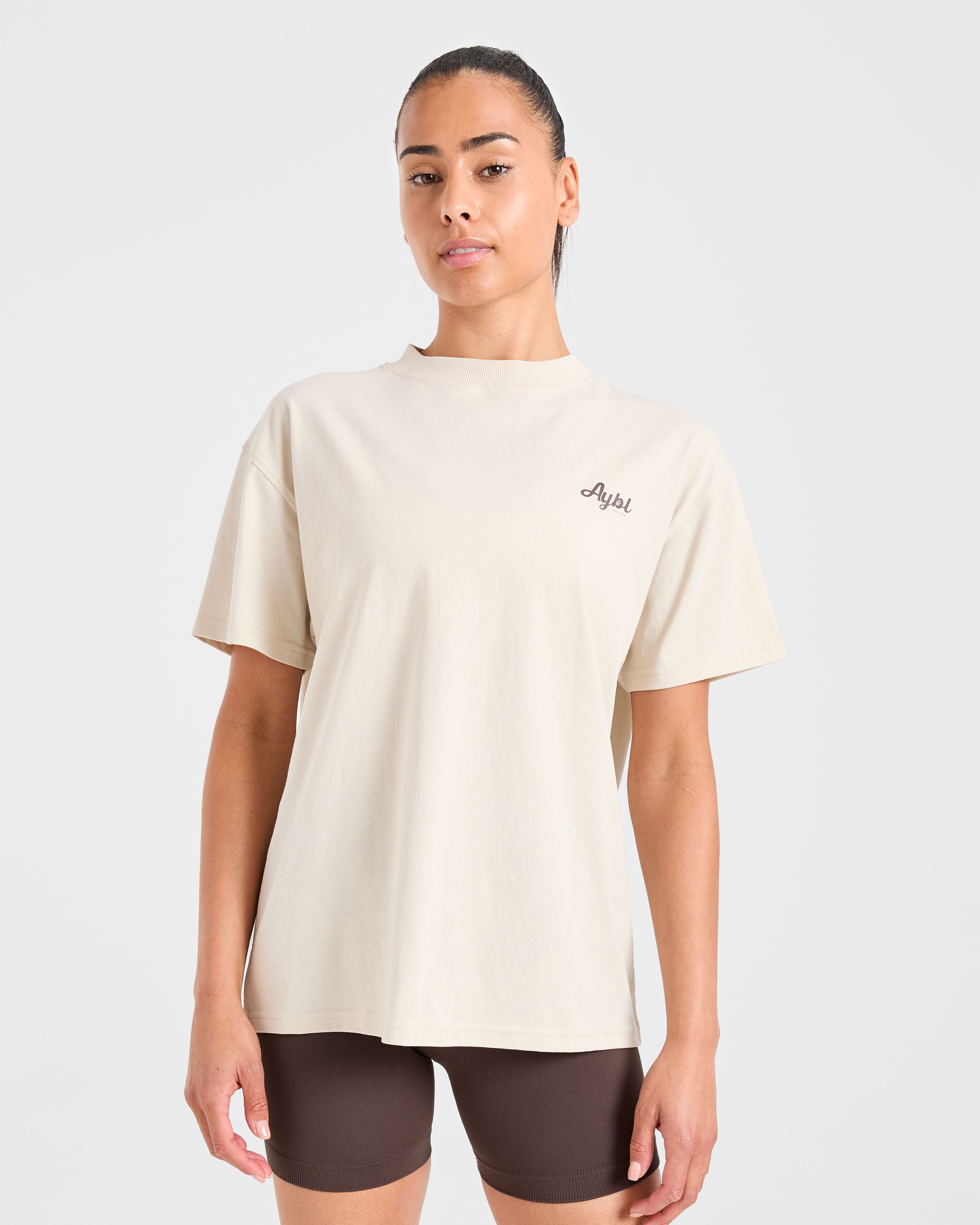 Sports Wellness Oversized T Shirt - Beige