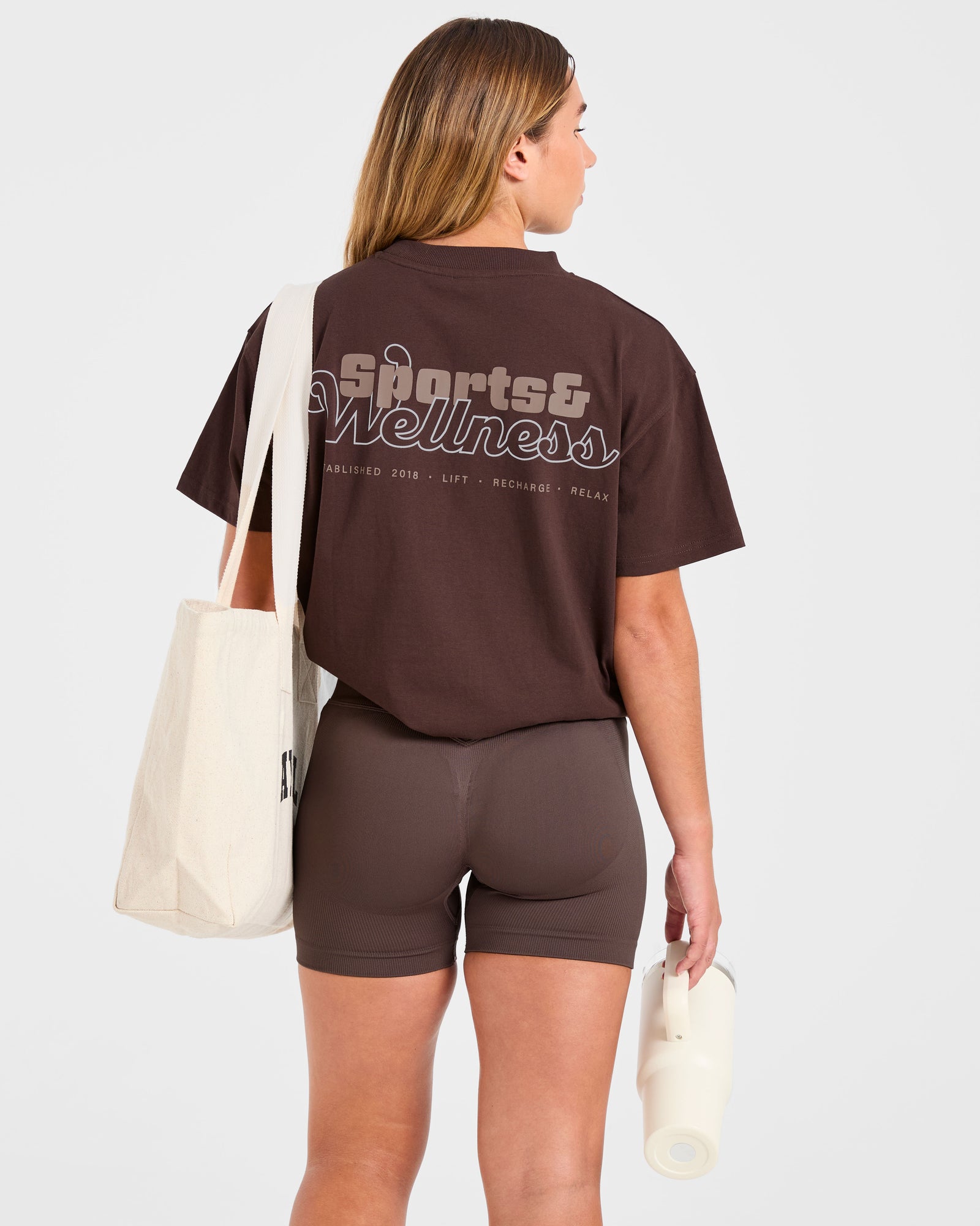 Sports Wellness Oversized T Shirt - Brown