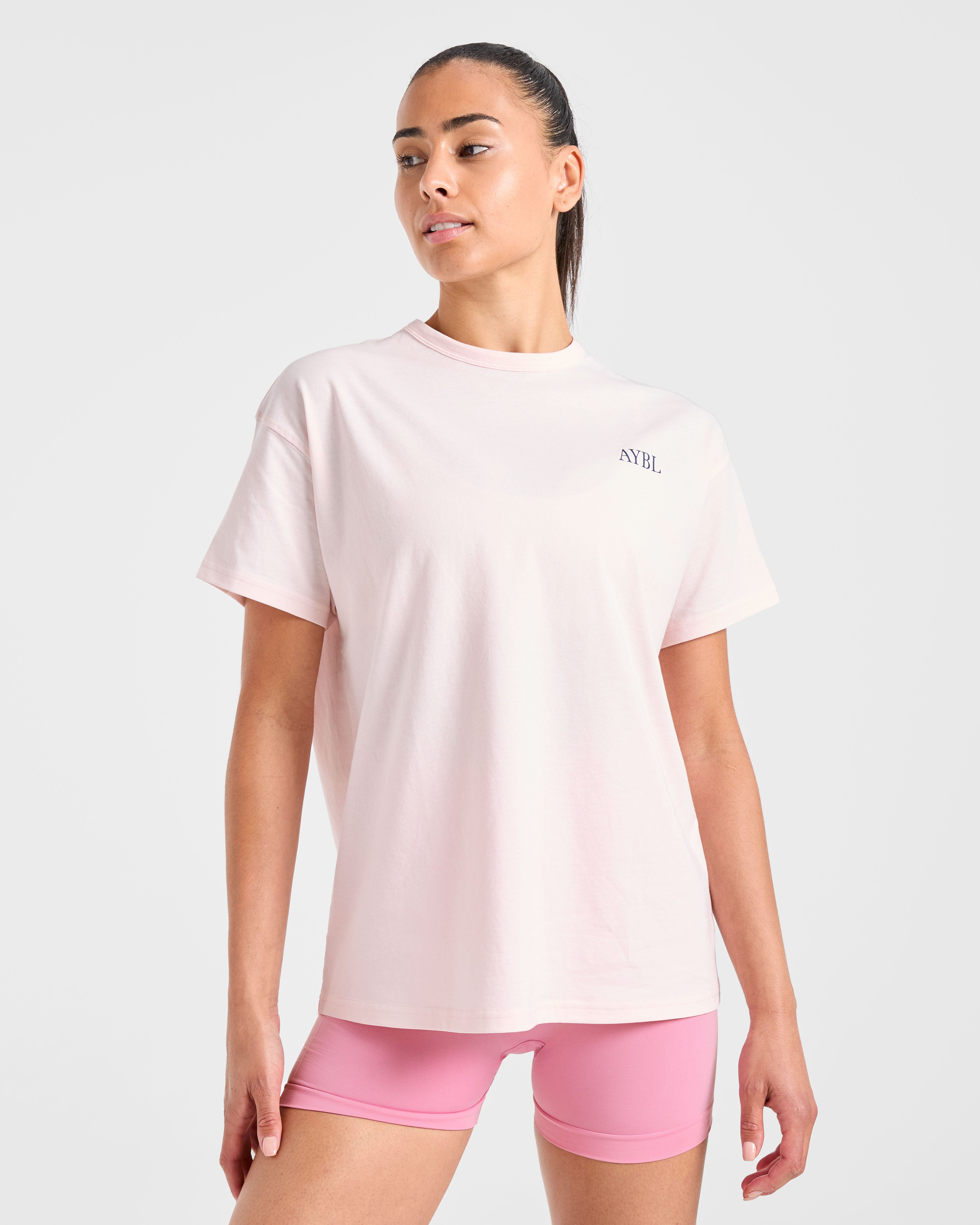 AYBL Sports Club Script Oversized T Shirt - Pink
