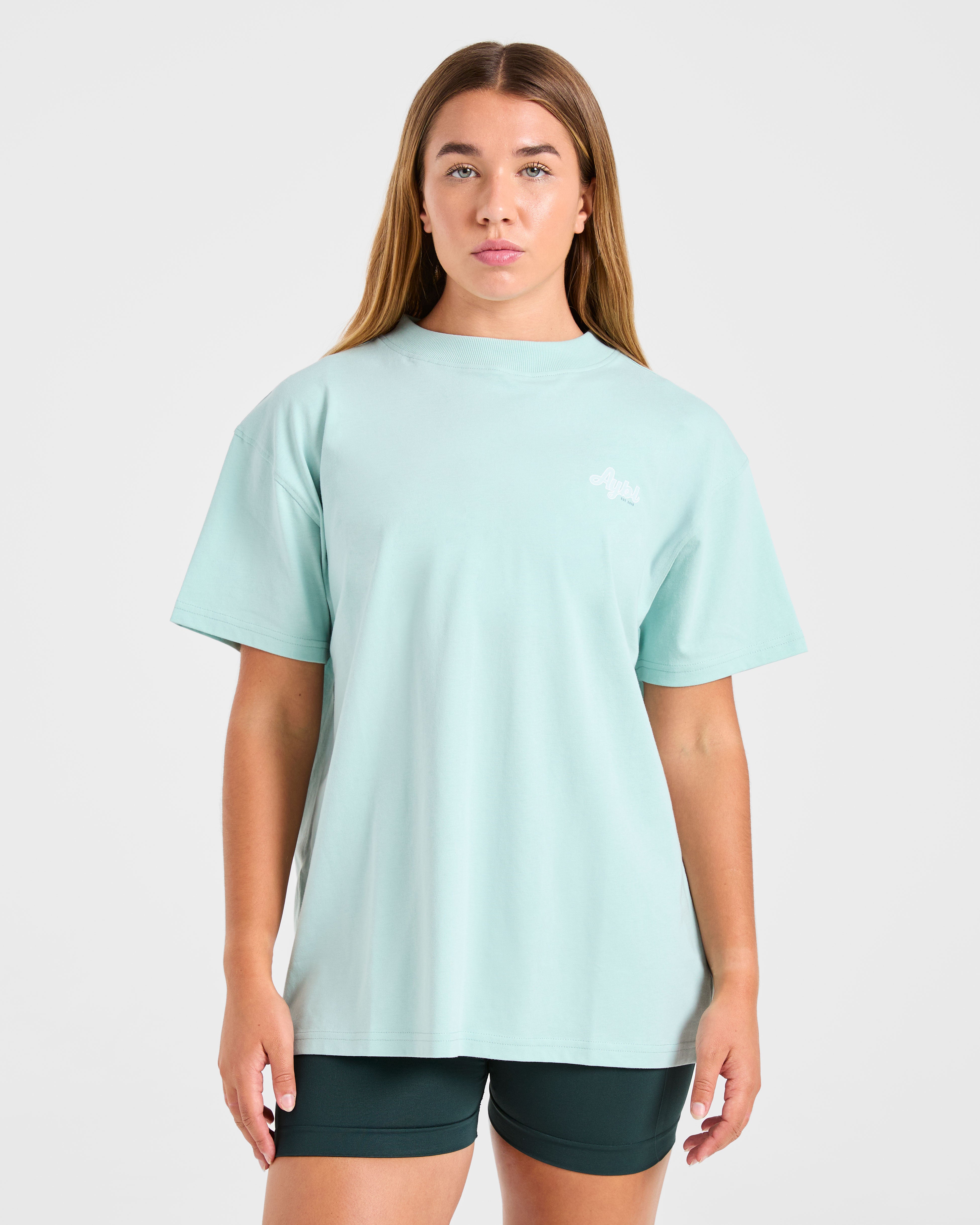Sports Wellness Oversized T Shirt - Aqua Green