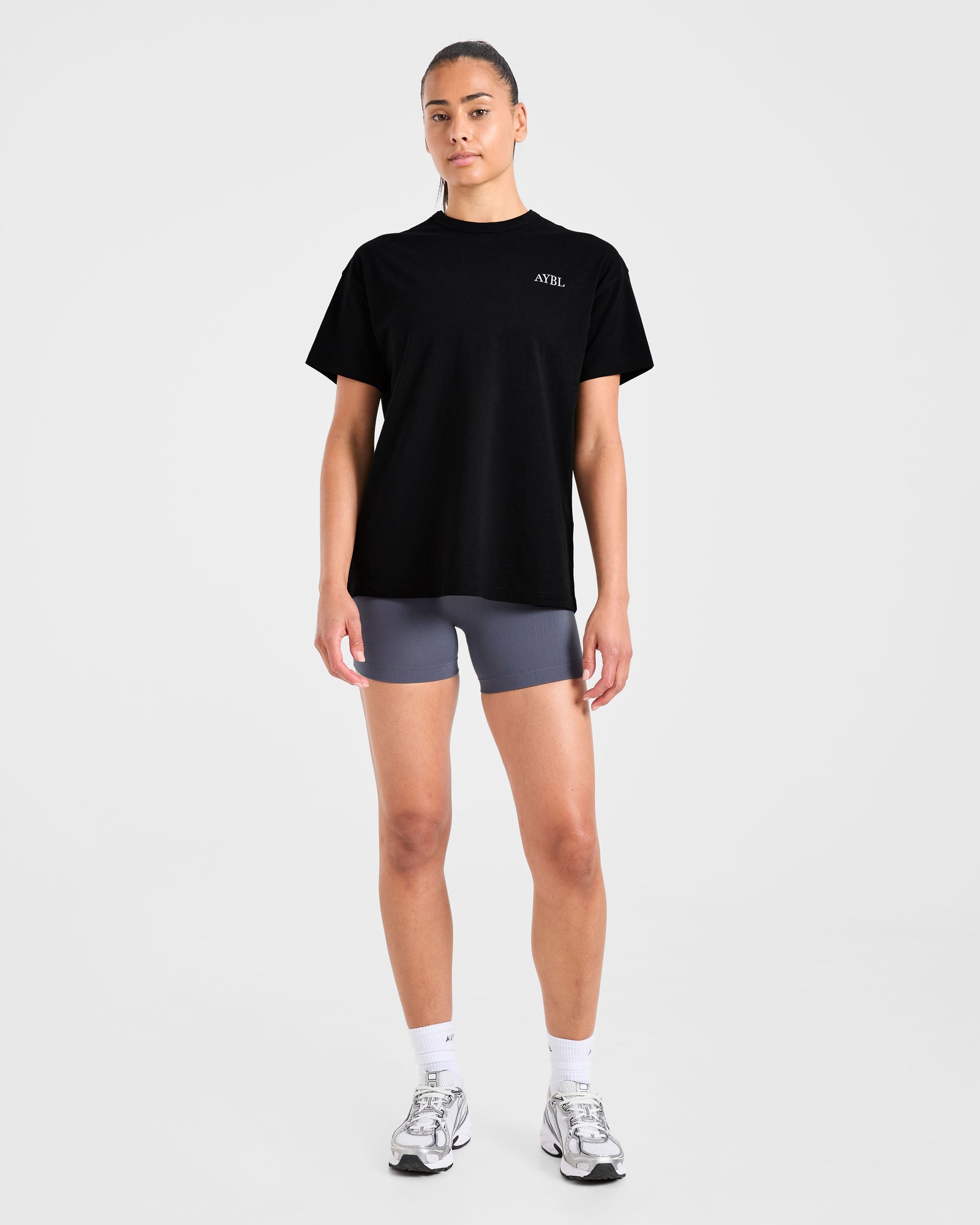 AYBL Sports Club Script Oversized T Shirt - Black