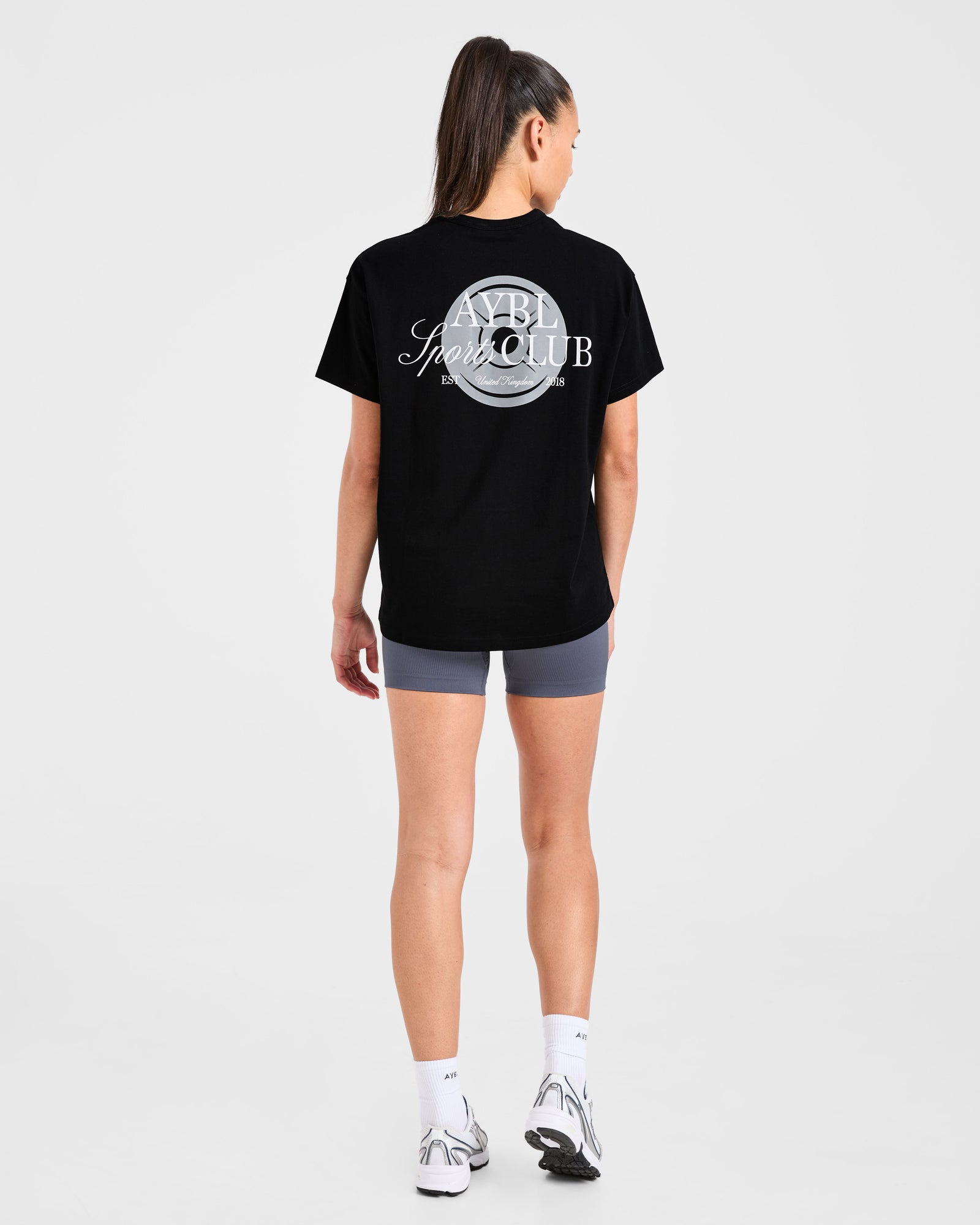 AYBL Sports Club Script Oversized T Shirt - Black
