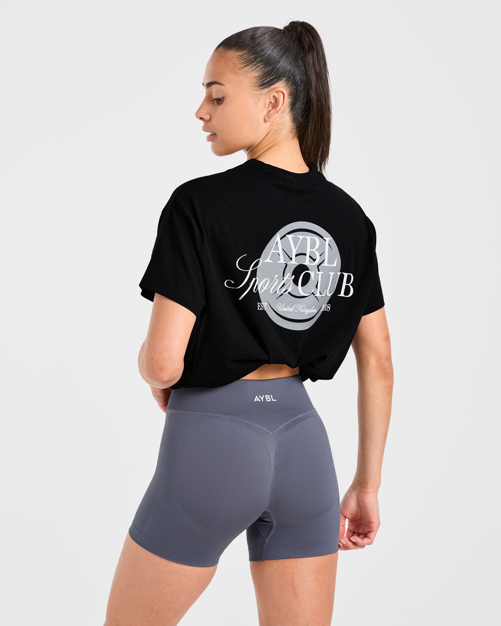 AYBL Sports Club Script Oversized T Shirt - Black