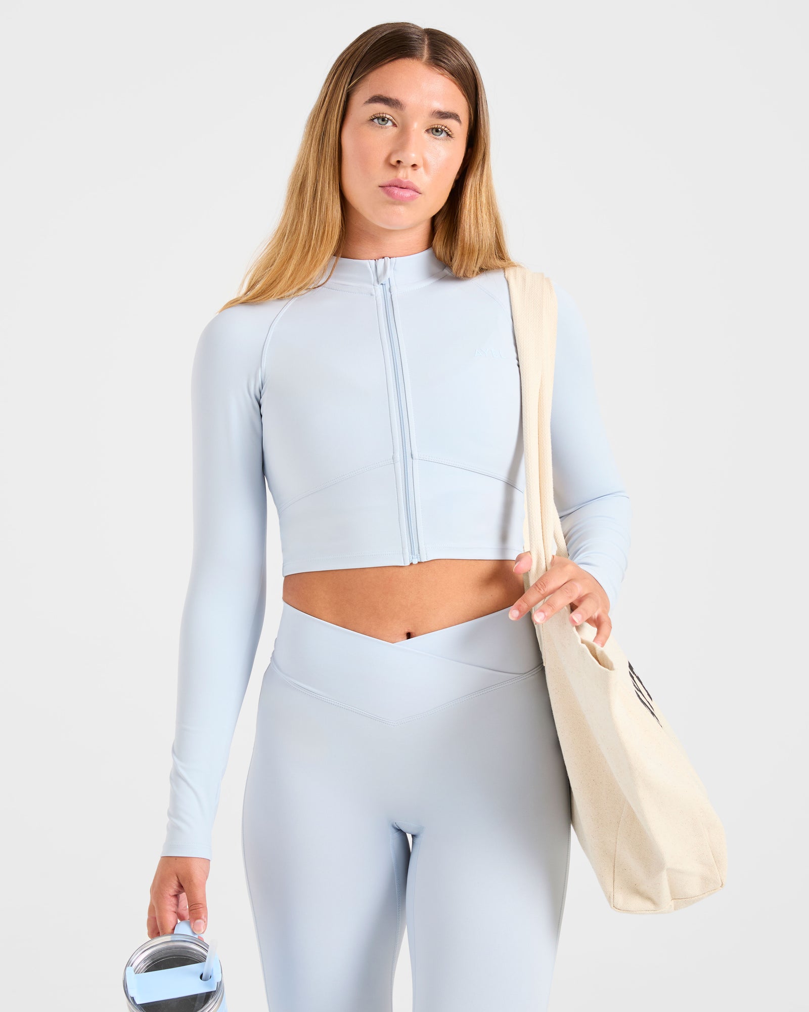 Sculpt Wrap Zip Up Jacket - Iced Blue