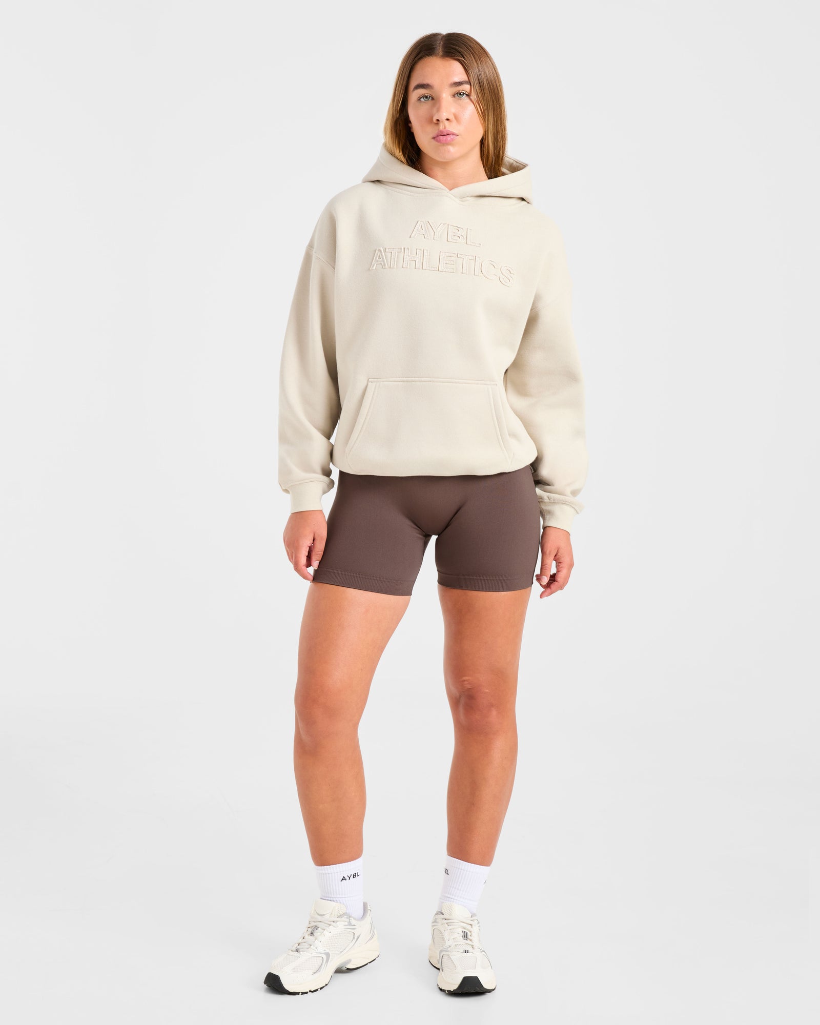 Athletics Applique Oversized Hoodie - Sand