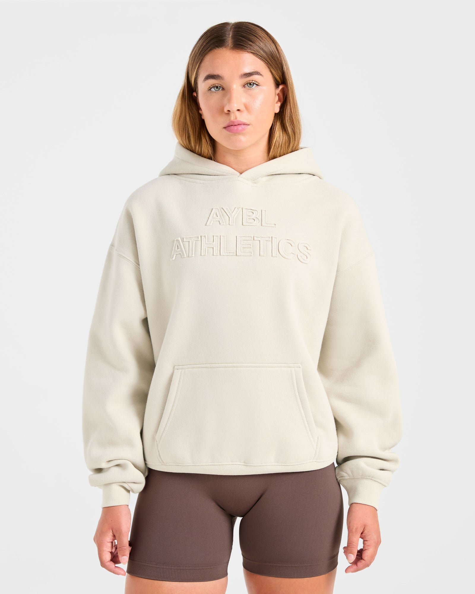 Athletics Applique Oversized Hoodie - Sand