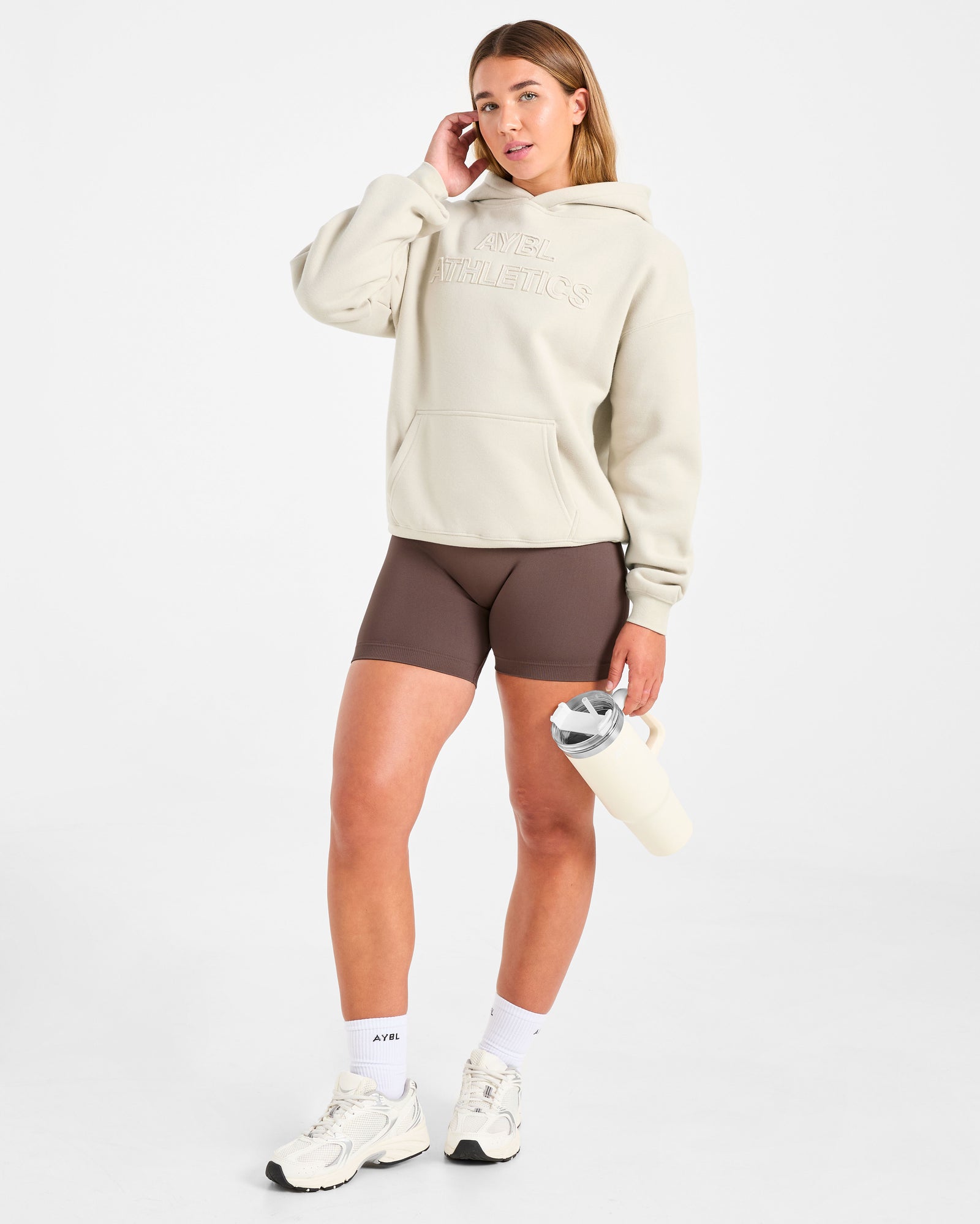 Athletics Applique Oversized Hoodie - Sand